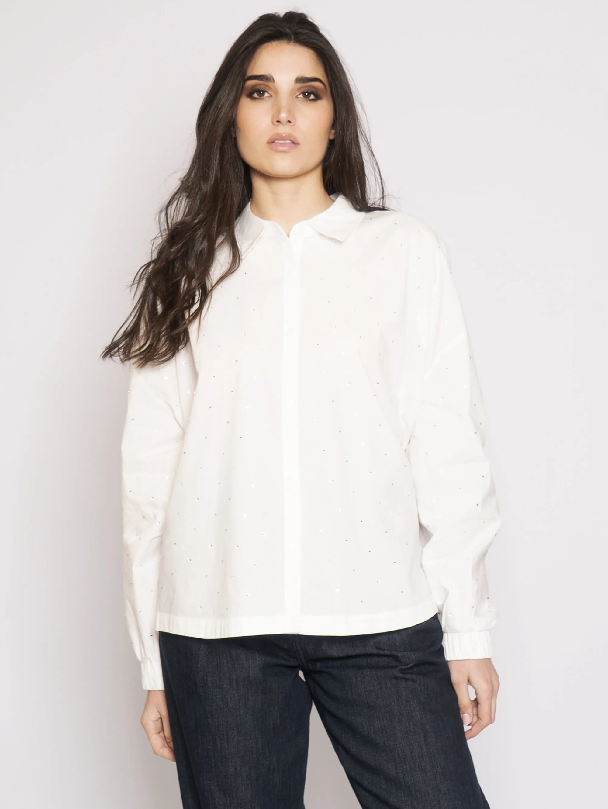 Camicia Over con Strass White