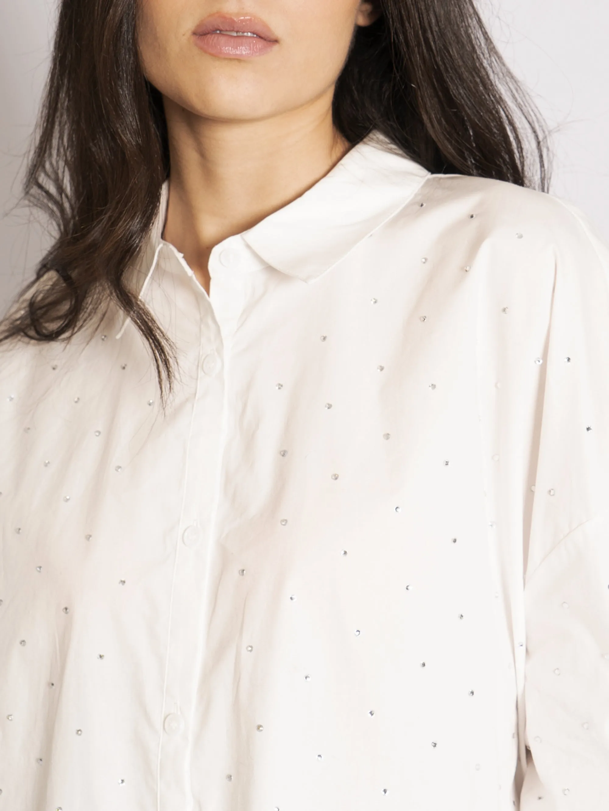 Camicia Over con Strass White