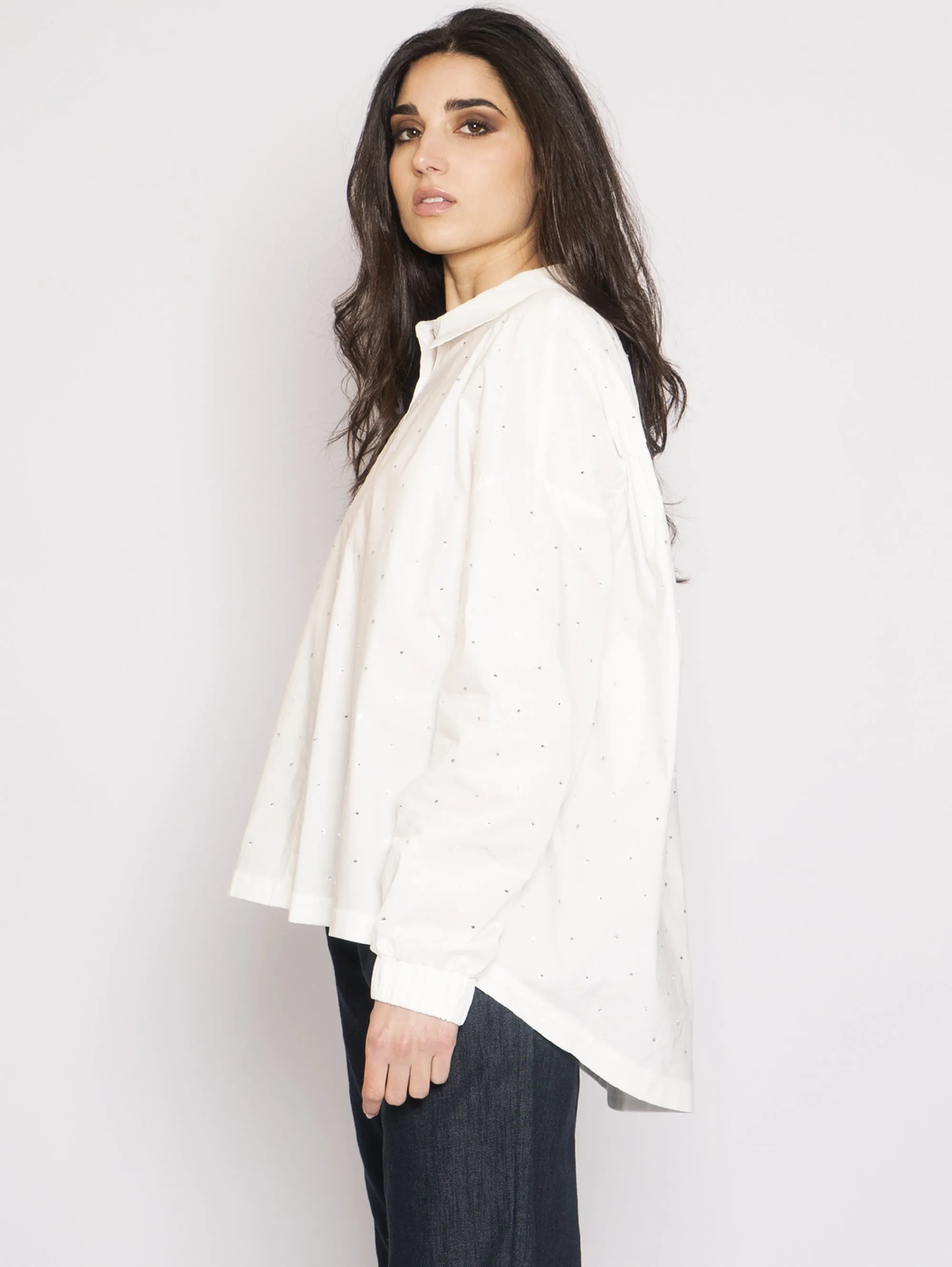 Camicia Over con Strass White