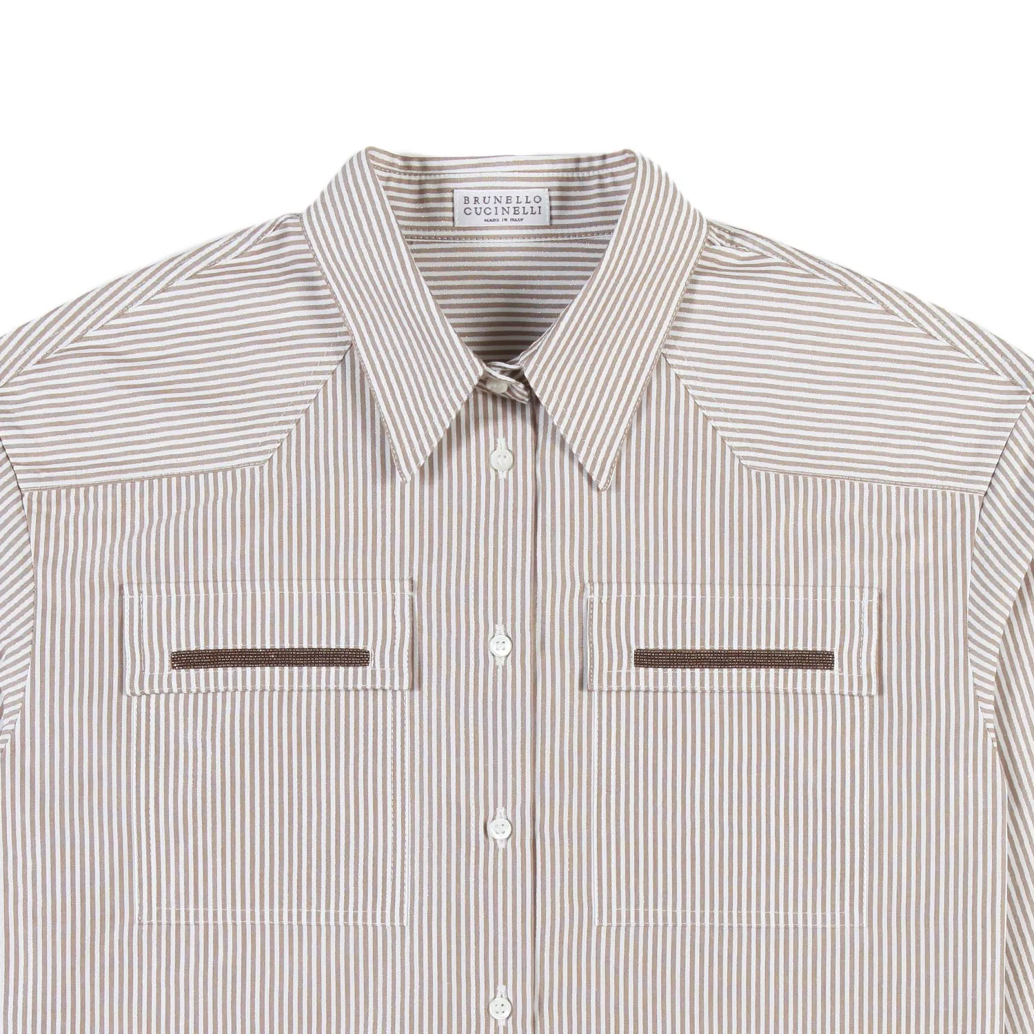 Camicia Sparkling Stripe Cammello B. Cucinelli
