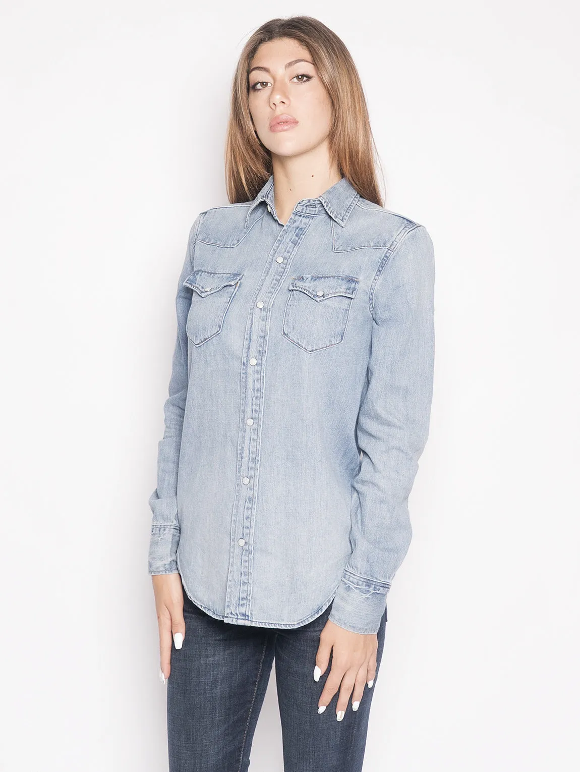 Camicia Western in Denim Blu