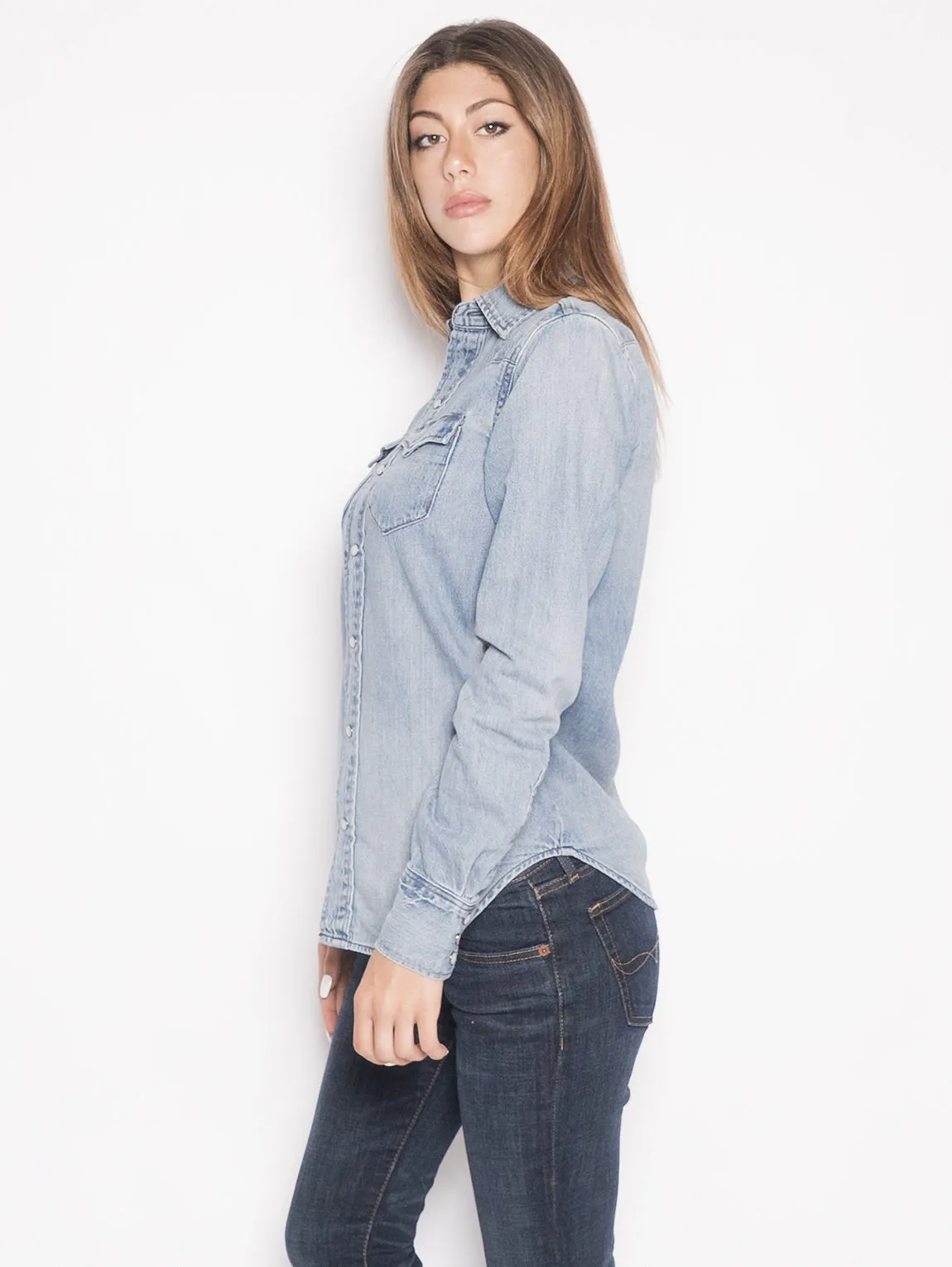 Camicia Western in Denim Blu