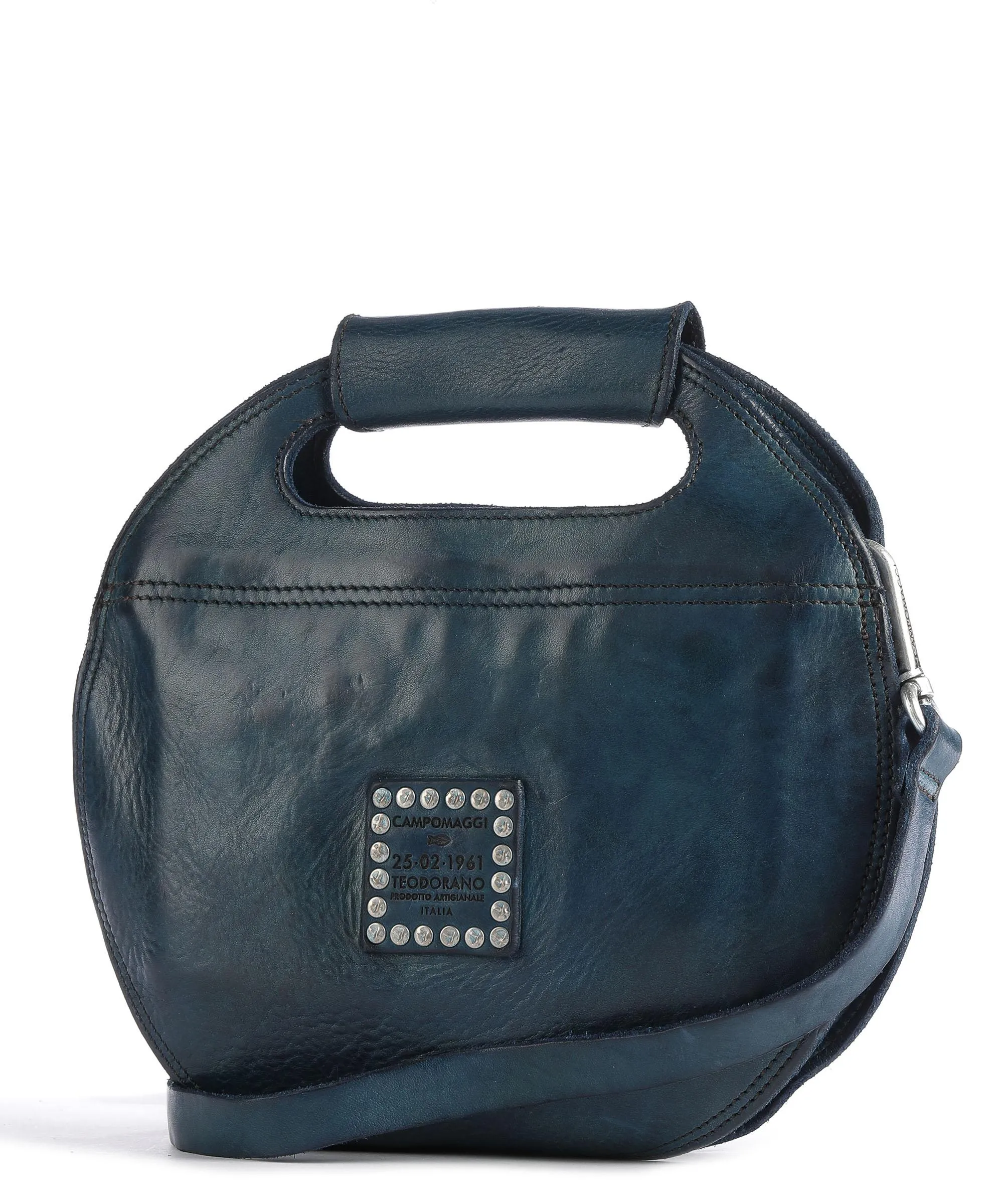  Campomaggi Borsa a mano pelle di vacchetta finemente grana blu scuro  