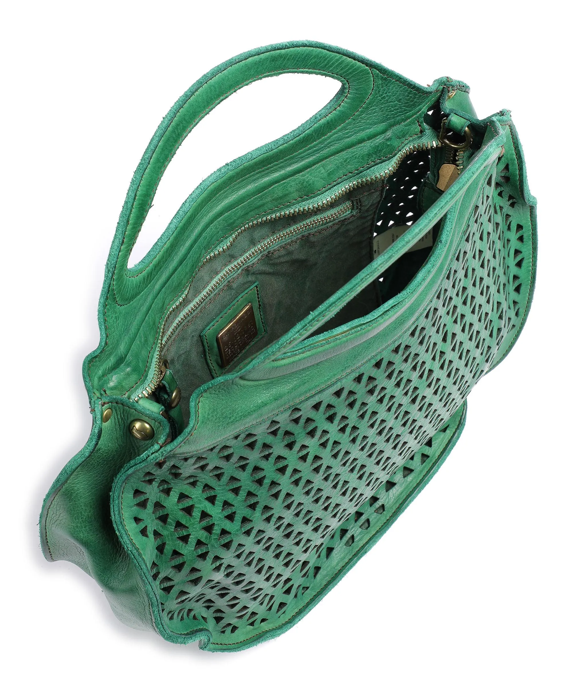  Campomaggi Borsa a mano pelle di vacchetta finemente grana verde scuro  