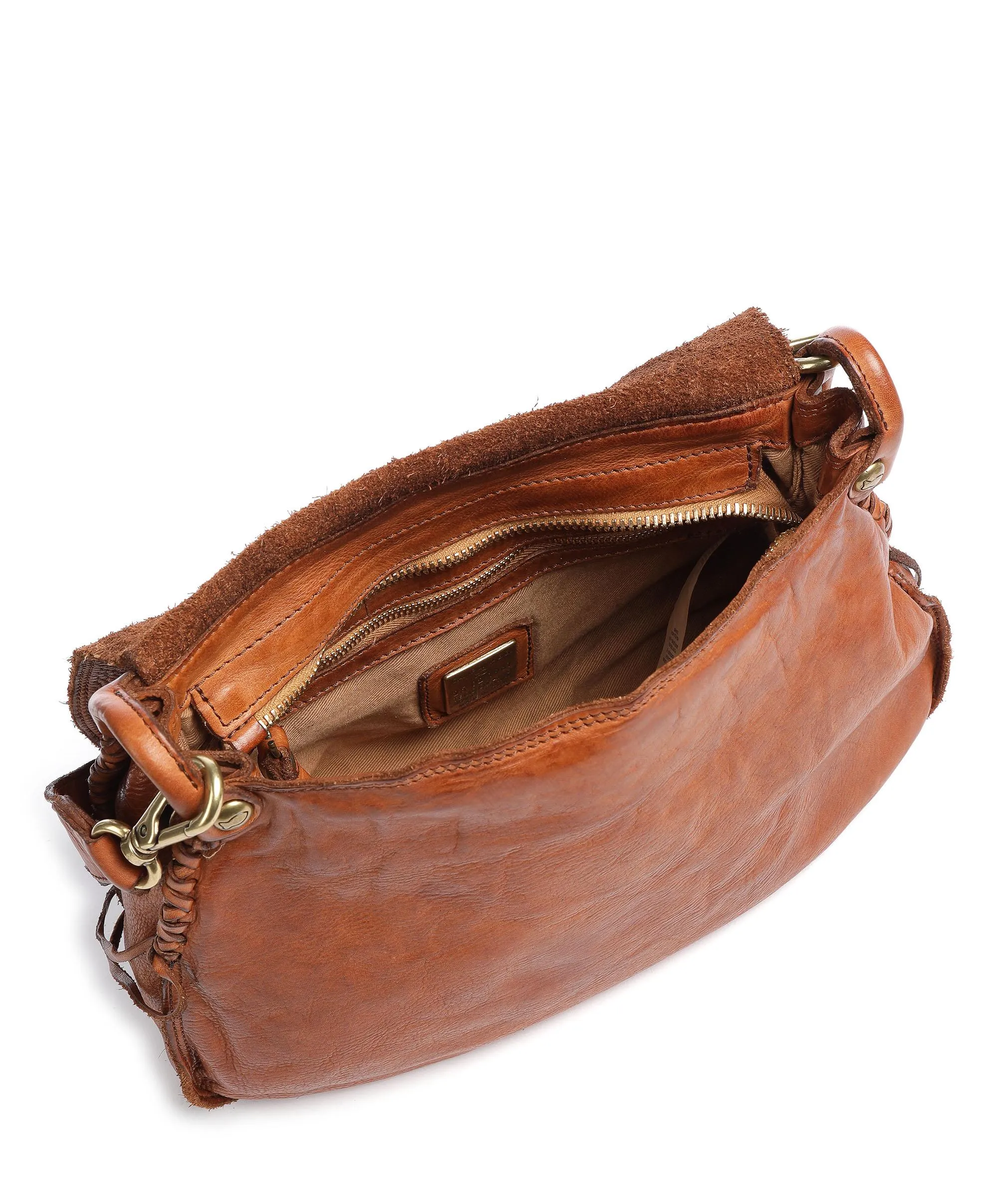  Campomaggi Borsa a spalla pelle di vacchetta grana cognac  