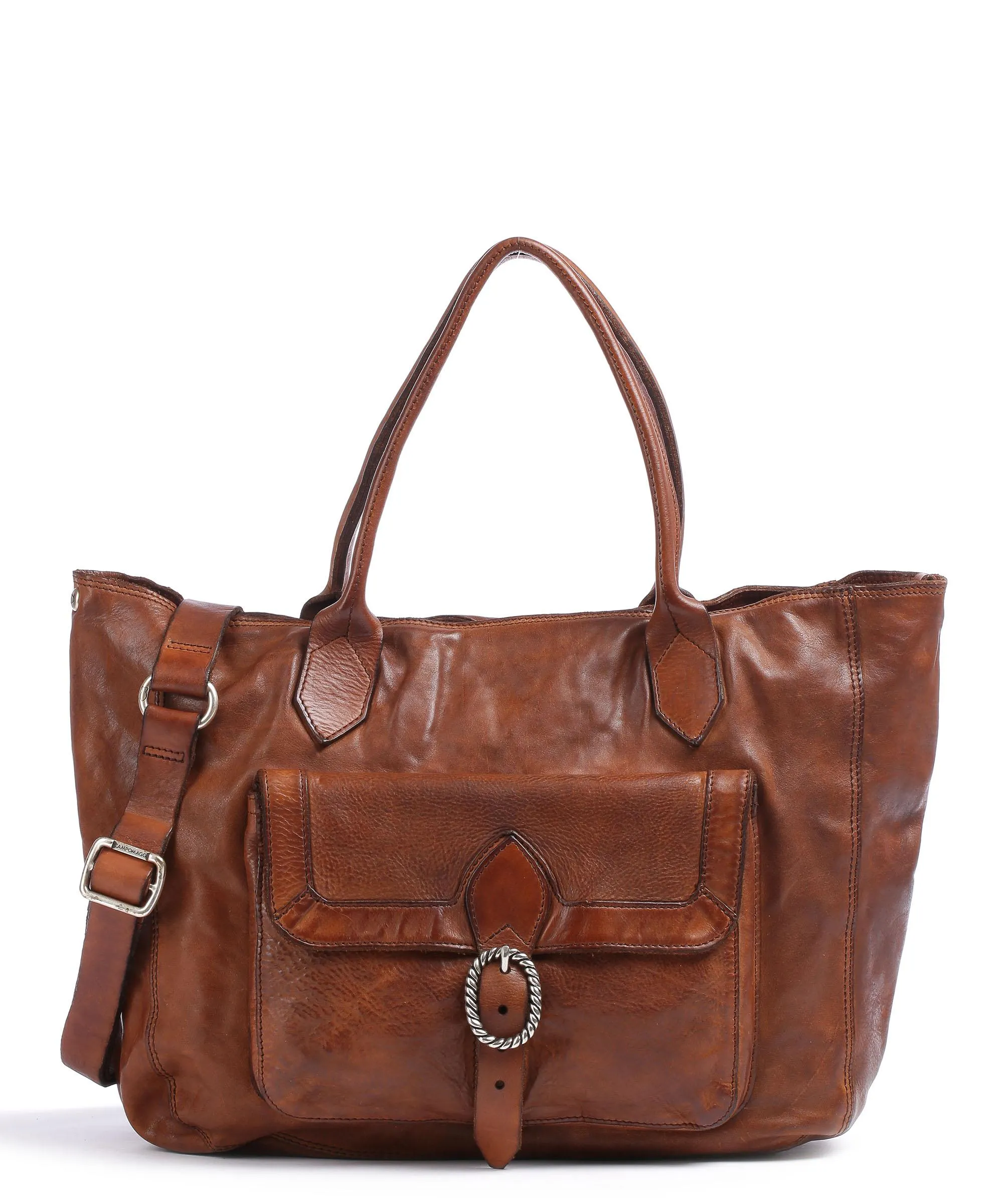  Campomaggi Borsa shopper pelle di vacchetta finemente grana cognac  