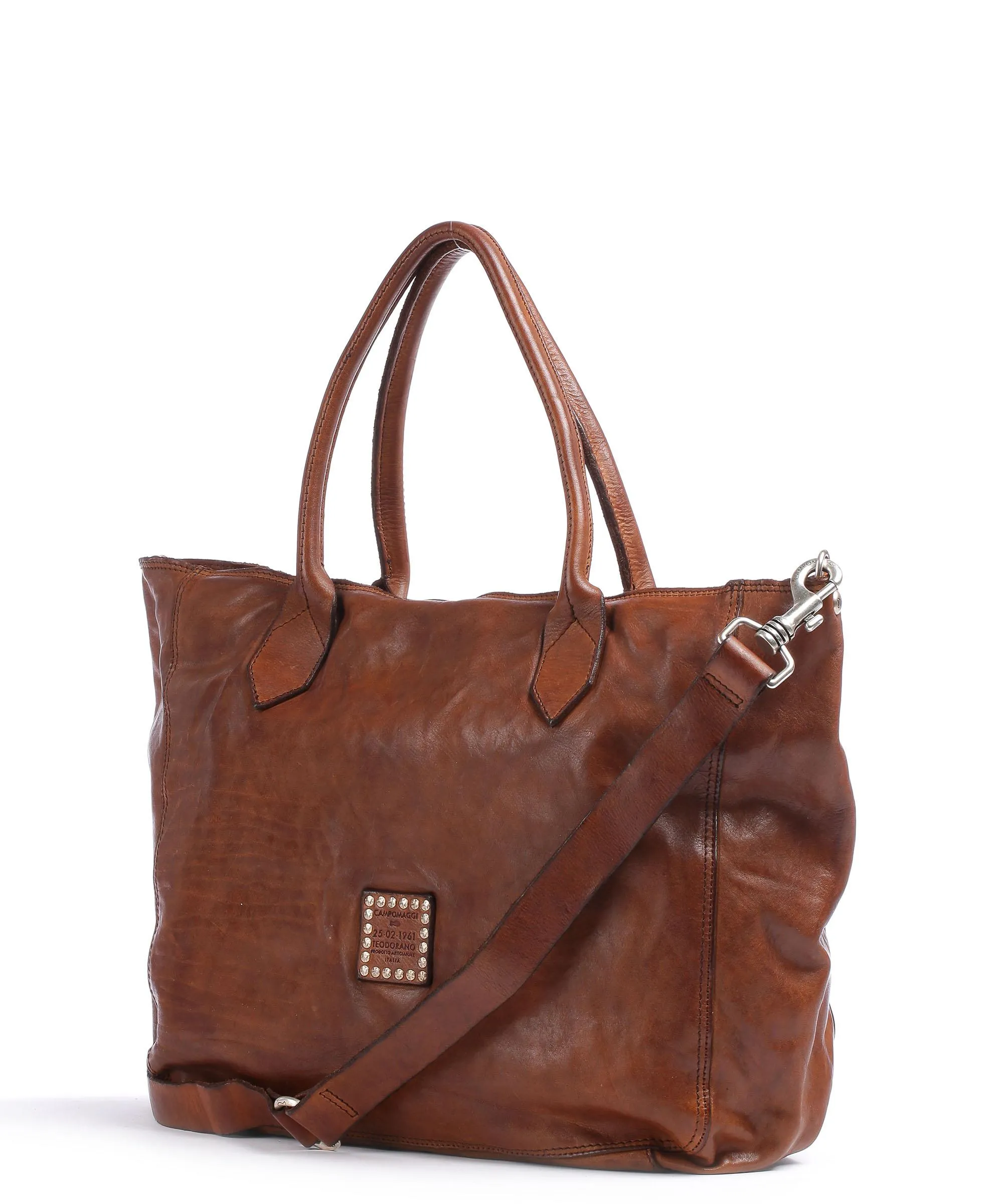  Campomaggi Borsa shopper pelle di vacchetta finemente grana cognac  