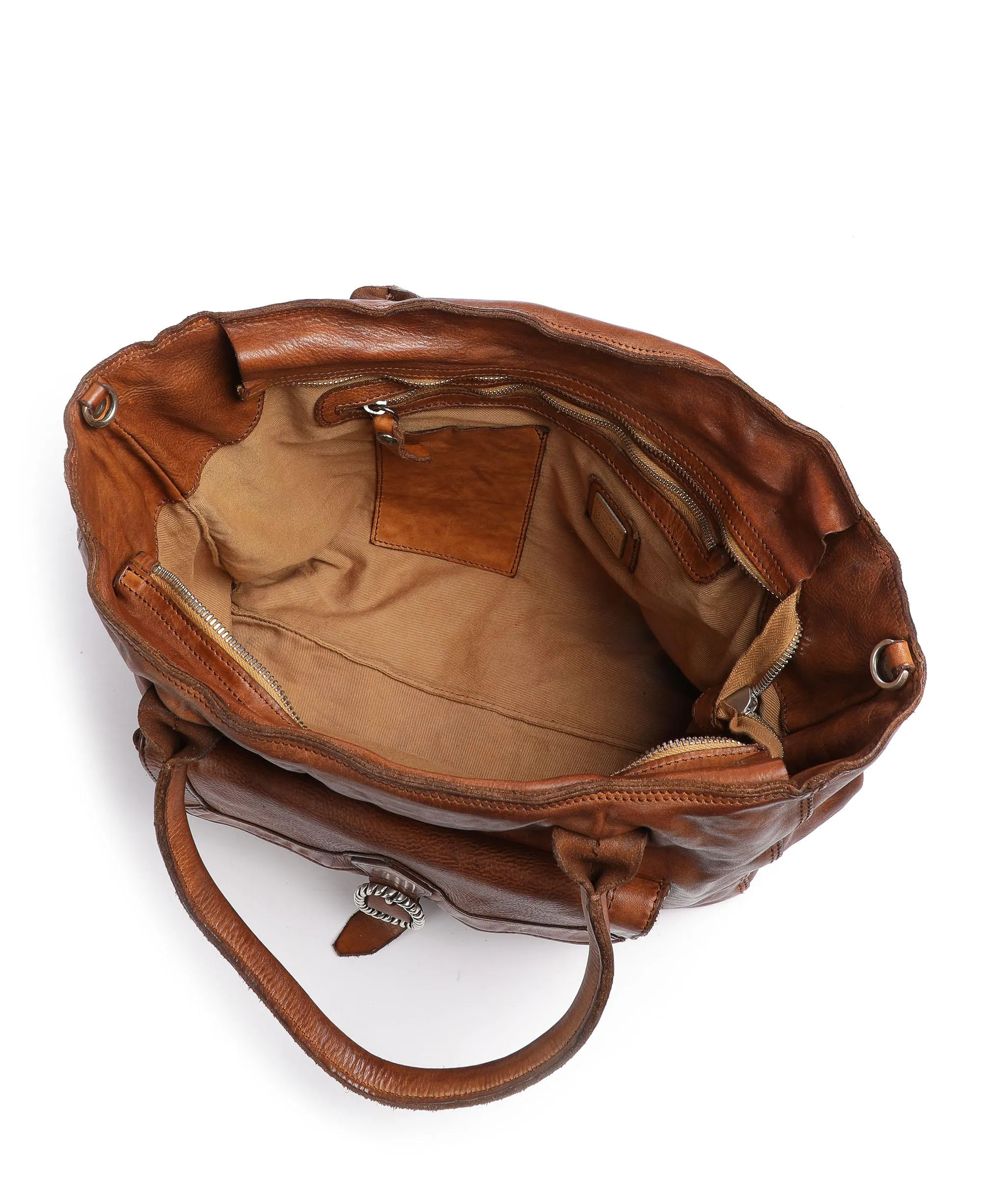  Campomaggi Borsa shopper pelle di vacchetta finemente grana cognac  