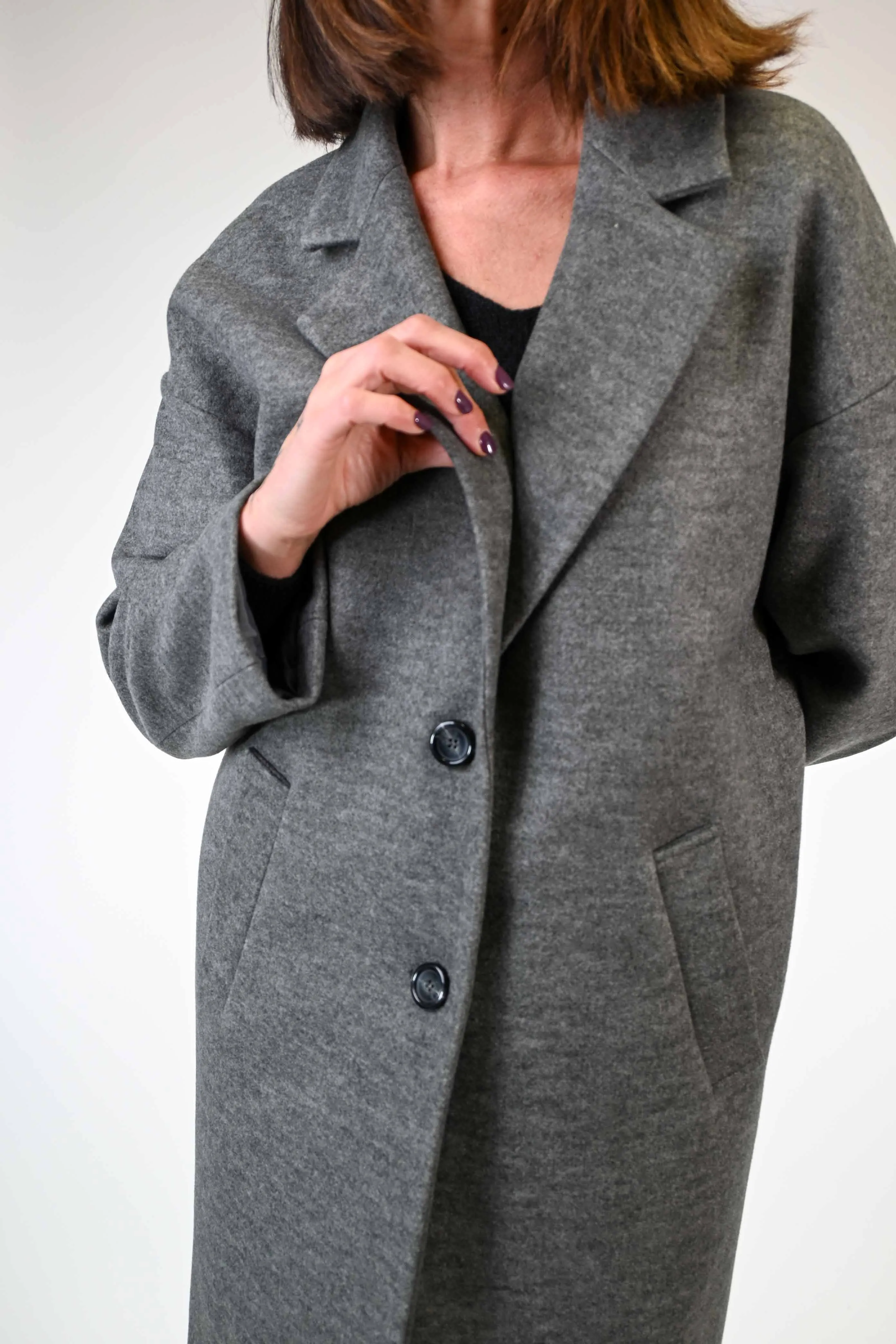 CAPPOTTO AD OVETTO DUE BOTTONI ANTRACITE