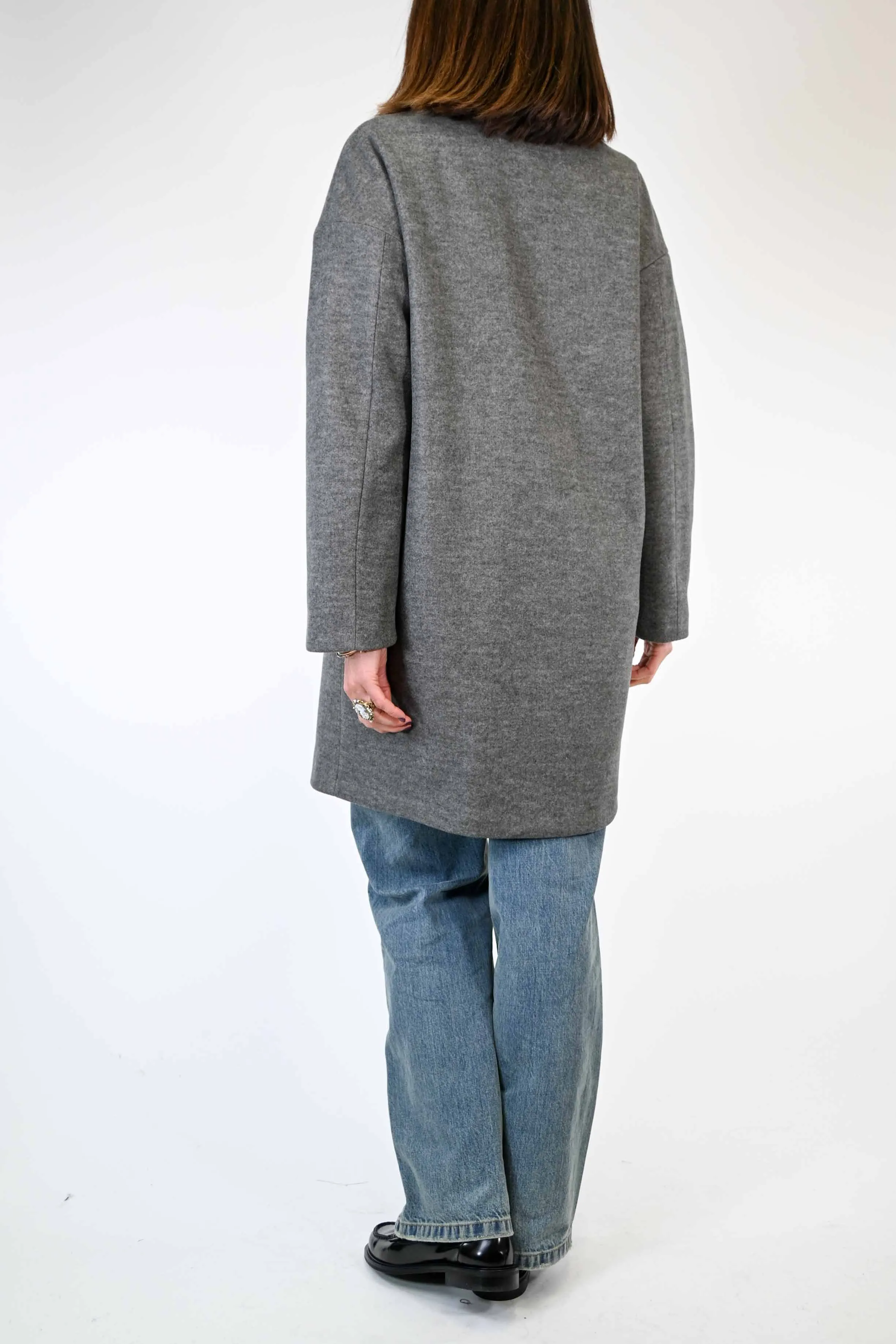 CAPPOTTO AD OVETTO DUE BOTTONI ANTRACITE