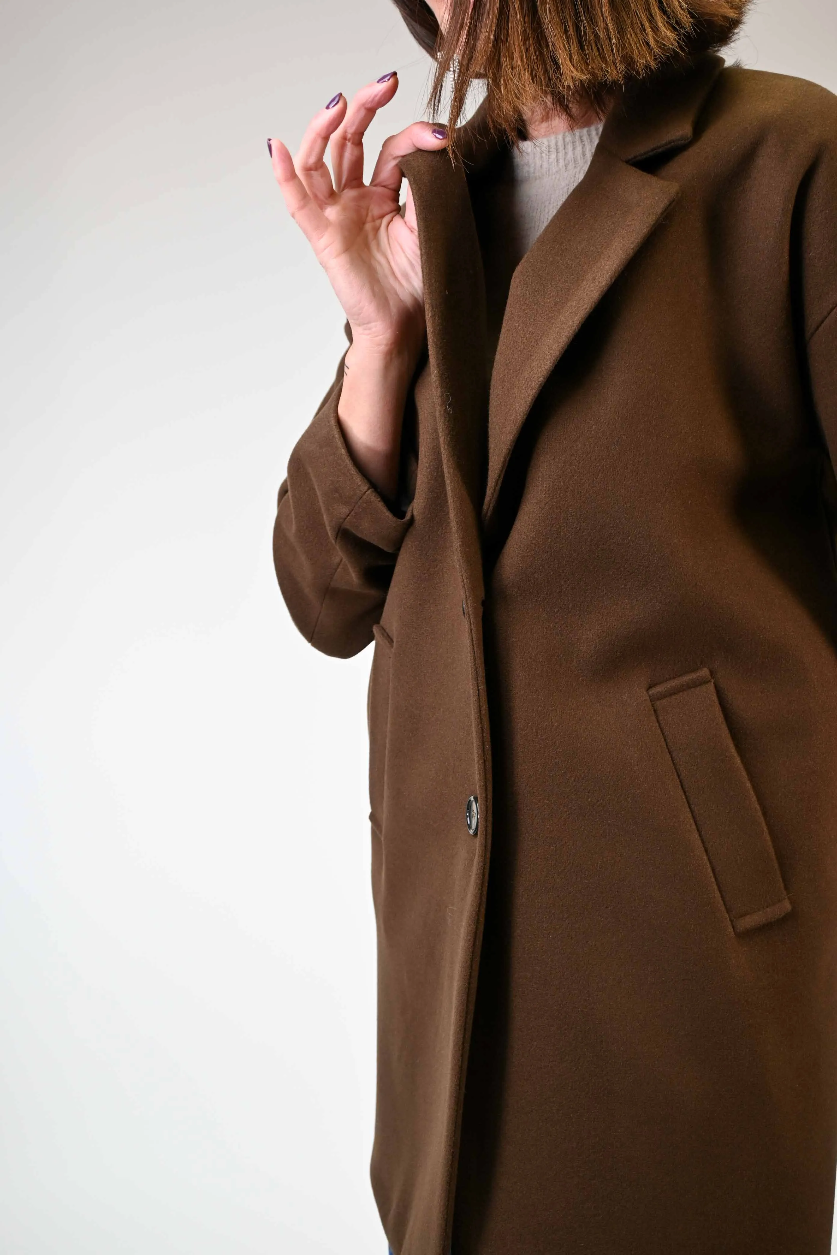CAPPOTTO AD OVETTO DUE BOTTONI MORO