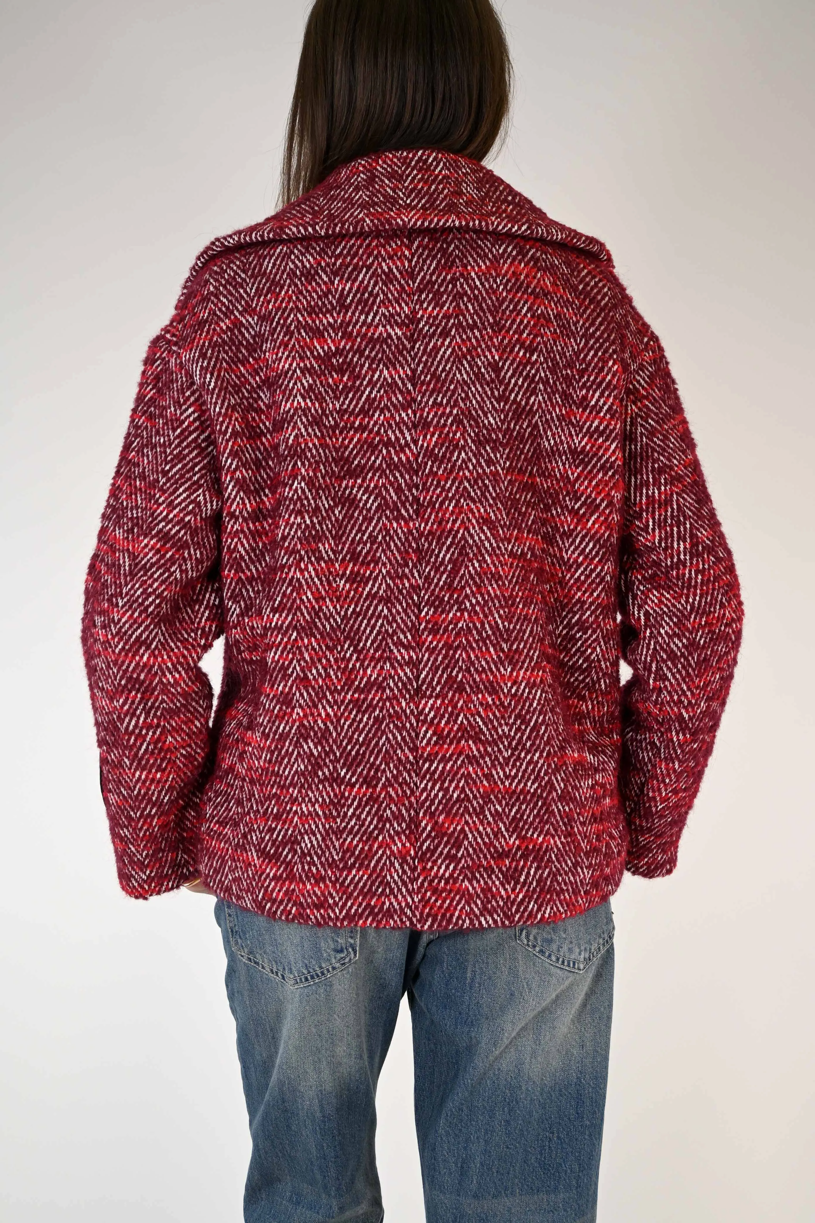 CAPPOTTO CORTO DOPPIOPETTO SPINATO BORDEAUX