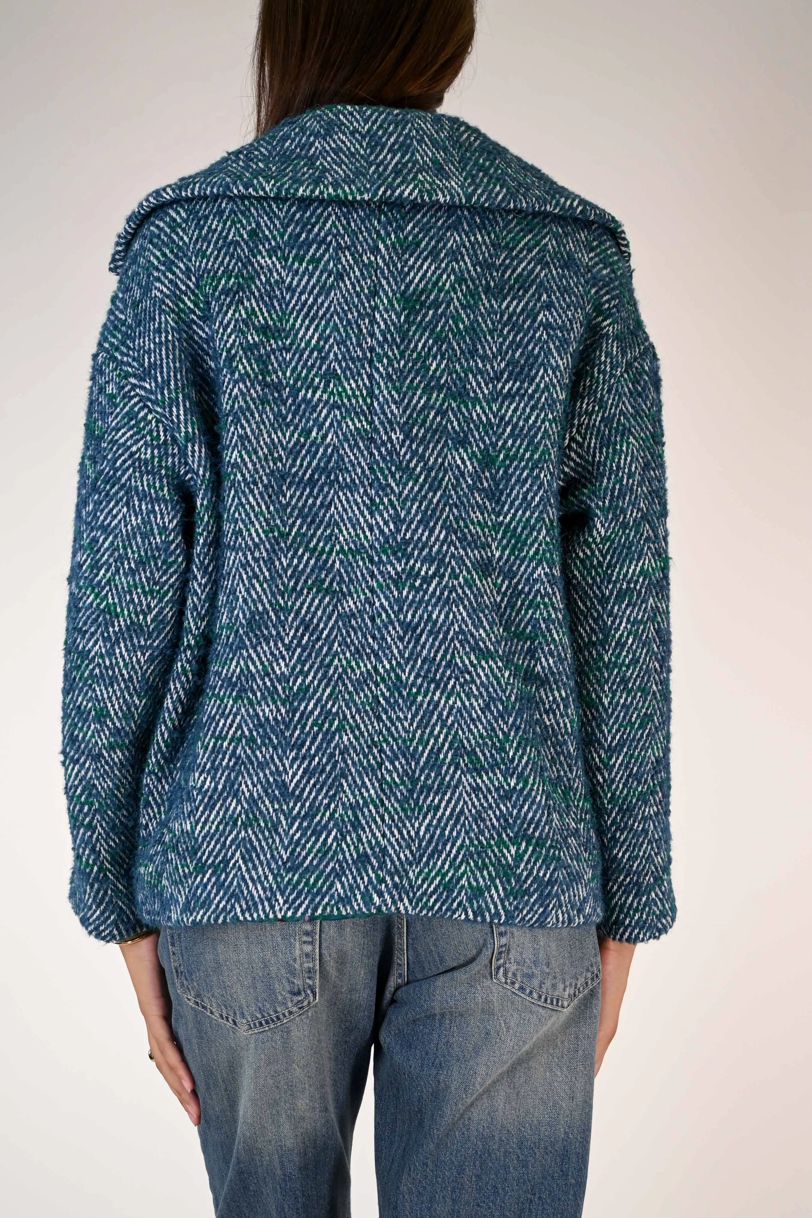 CAPPOTTO CORTO DOPPIOPETTO SPINATO VERDE/OTTANIO