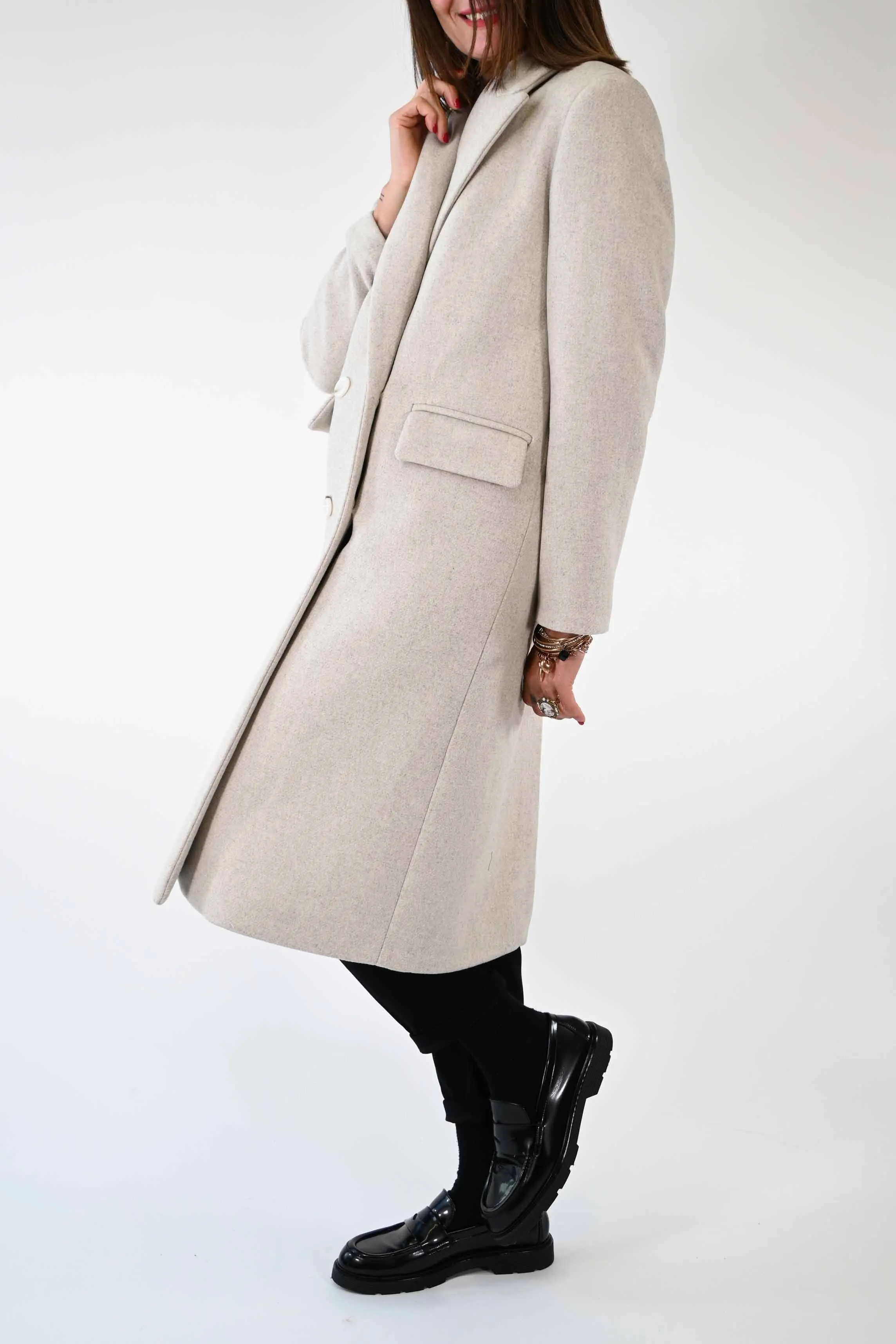 CAPPOTTO DOPPIOPETTO OVER IN LANA COLOR BEIGE