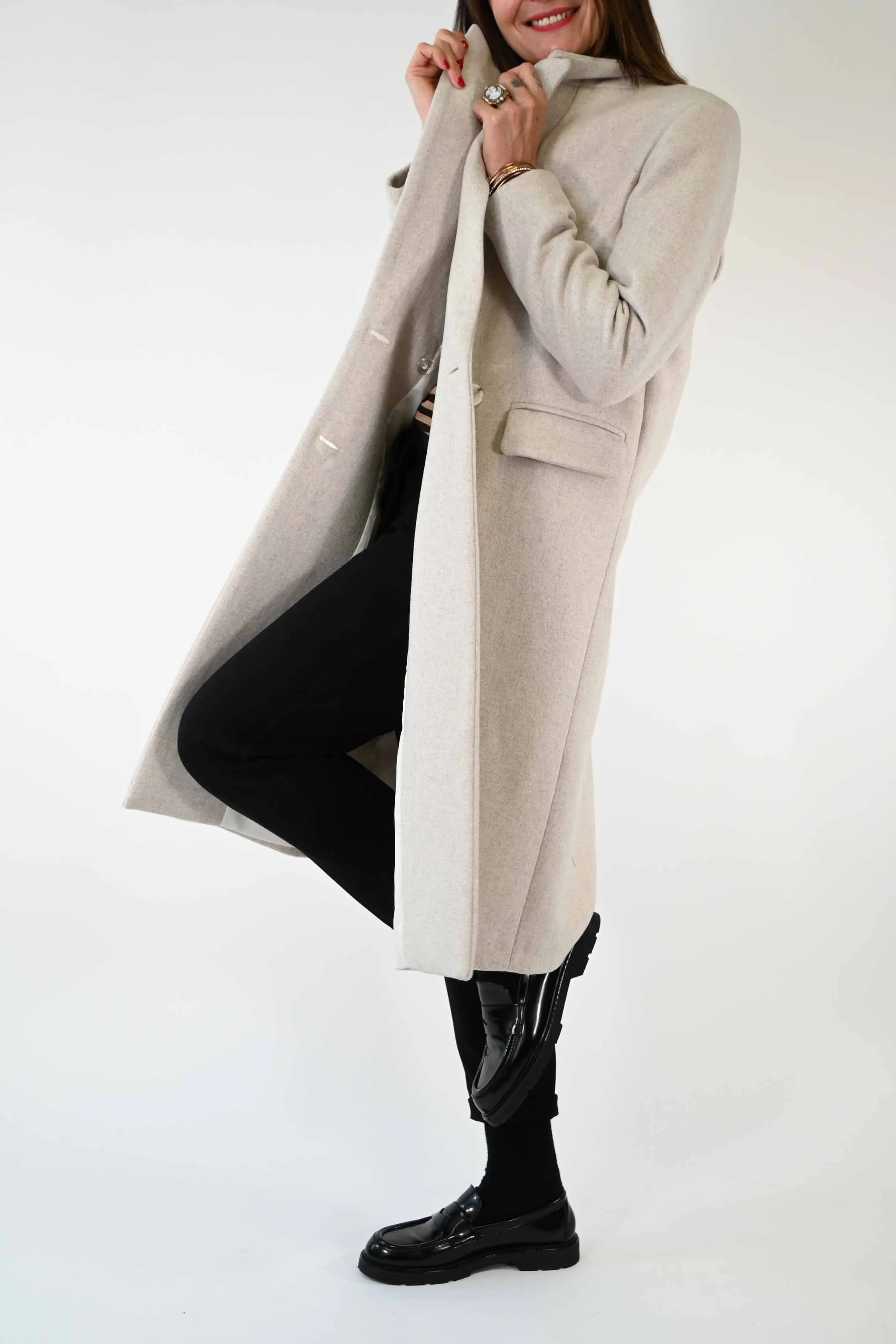 CAPPOTTO DOPPIOPETTO OVER IN LANA COLOR BEIGE