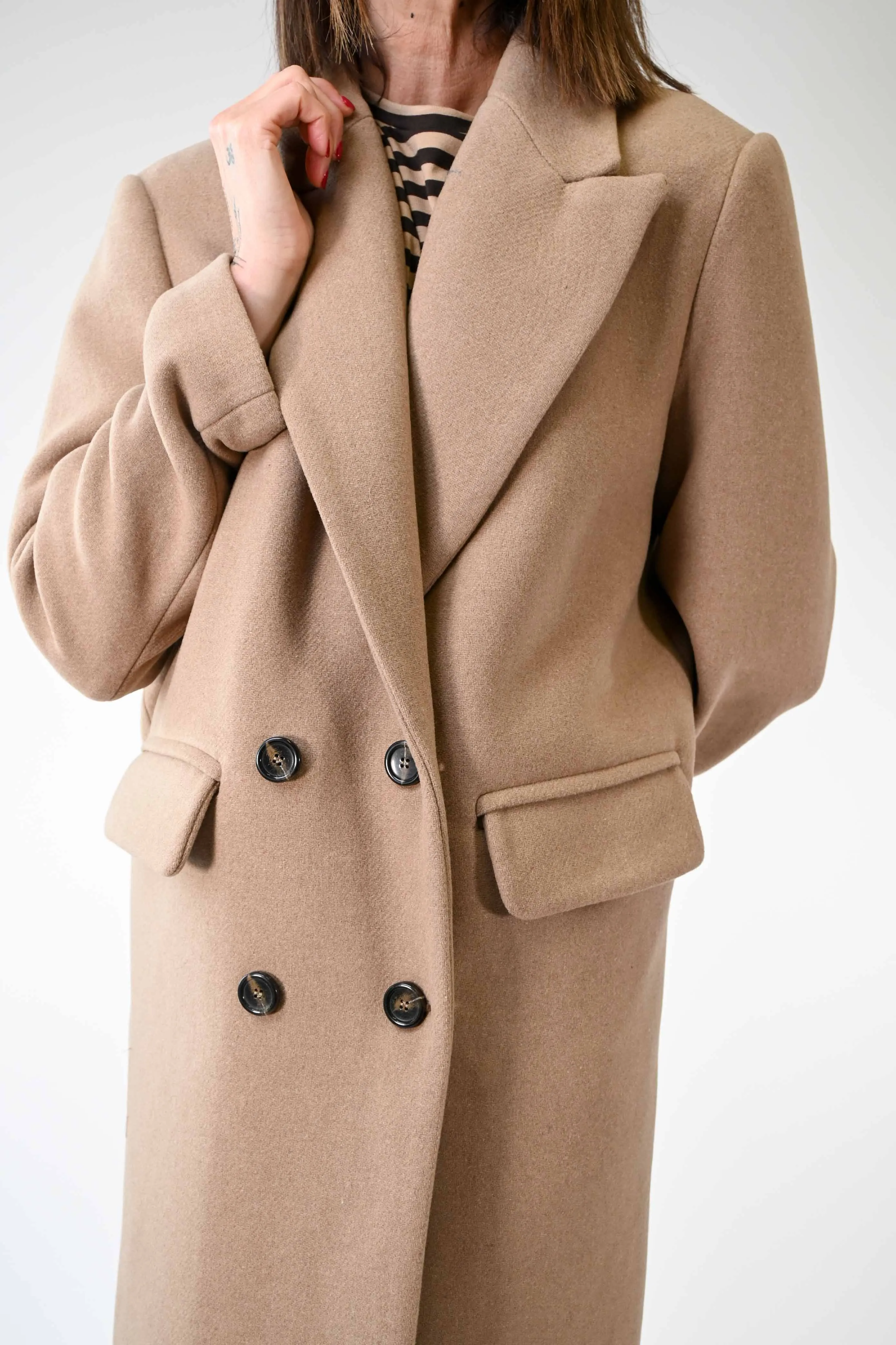 CAPPOTTO DOPPIOPETTO OVER IN LANA COLOR CAMMELLO