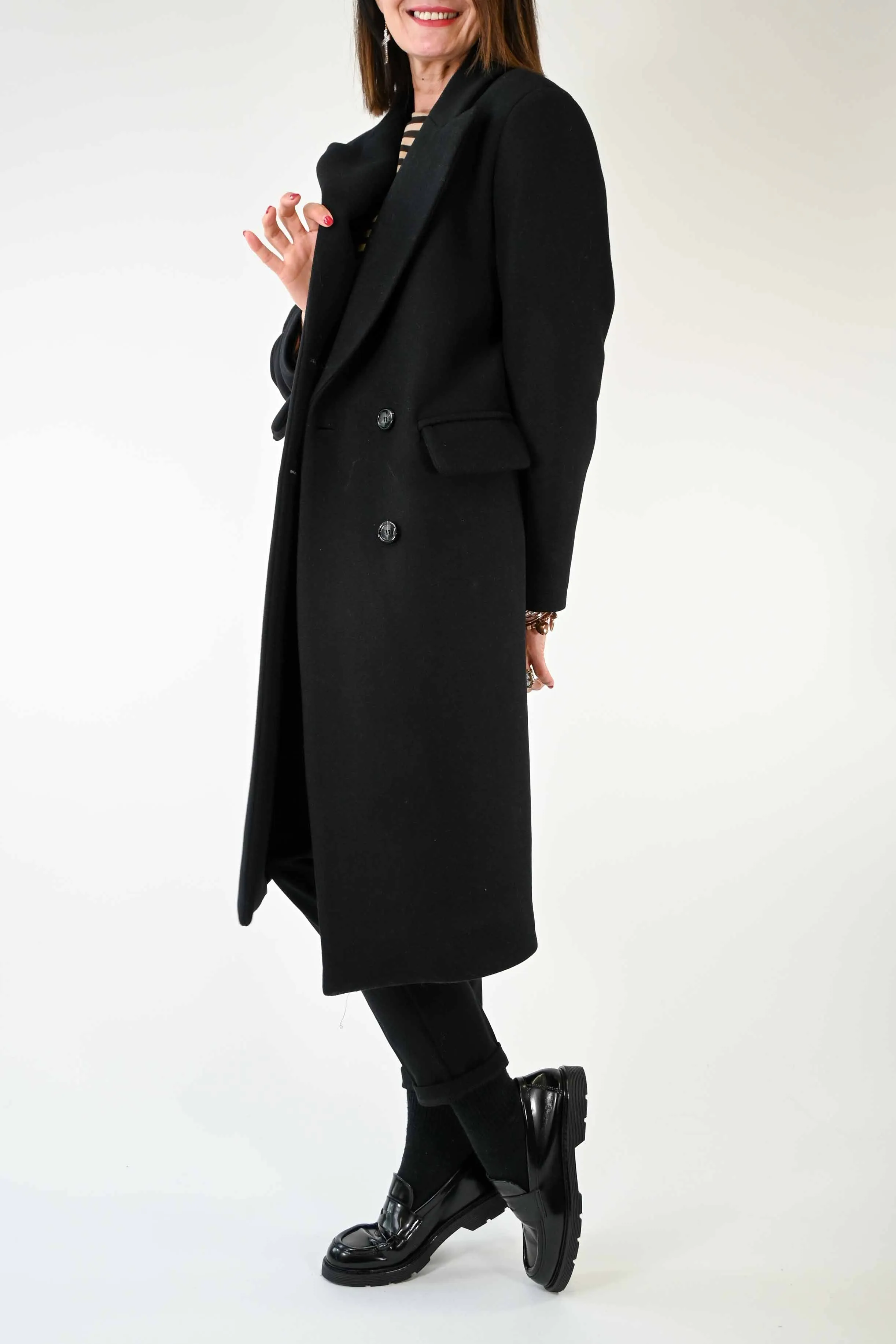 CAPPOTTO DOPPIOPETTO OVER IN LANA COLOR NERO