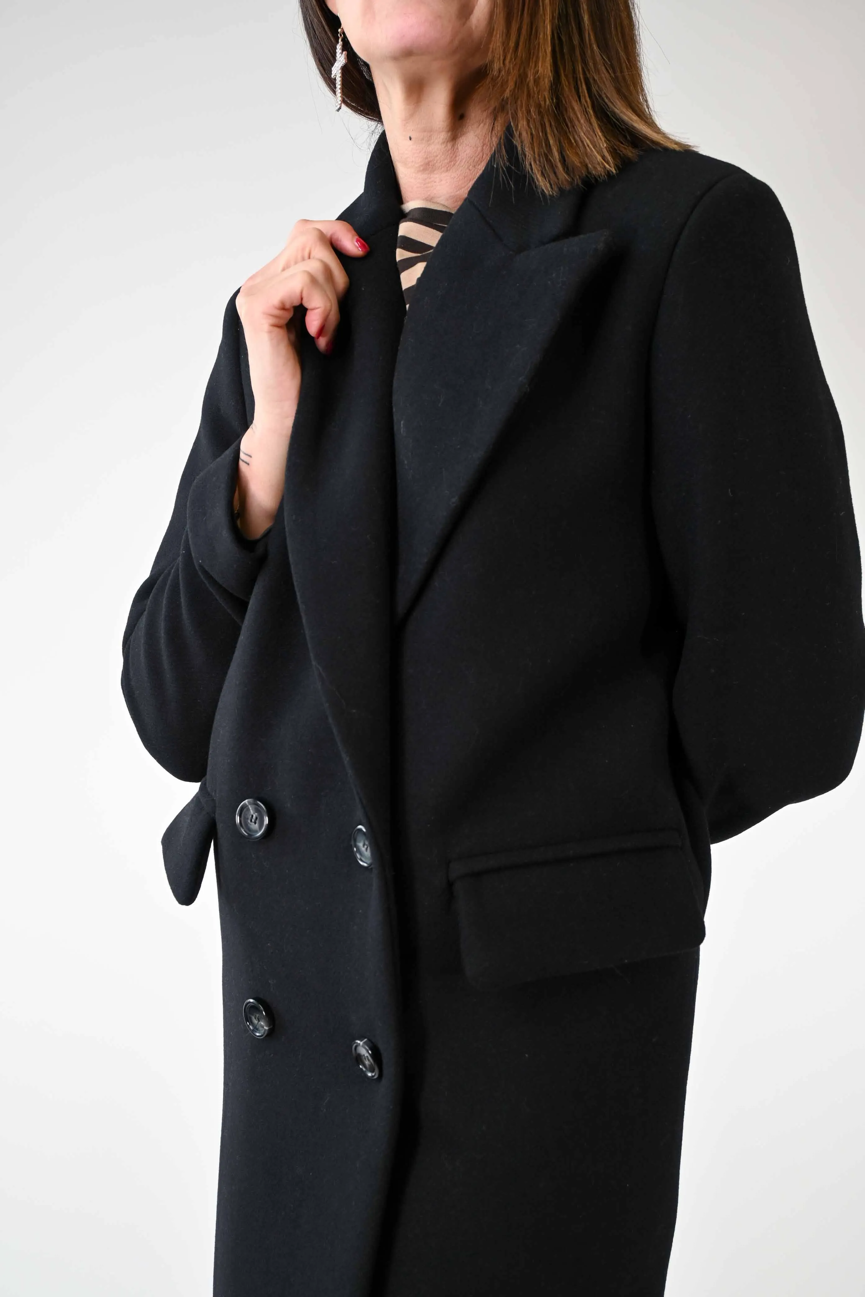 CAPPOTTO DOPPIOPETTO OVER IN LANA COLOR NERO