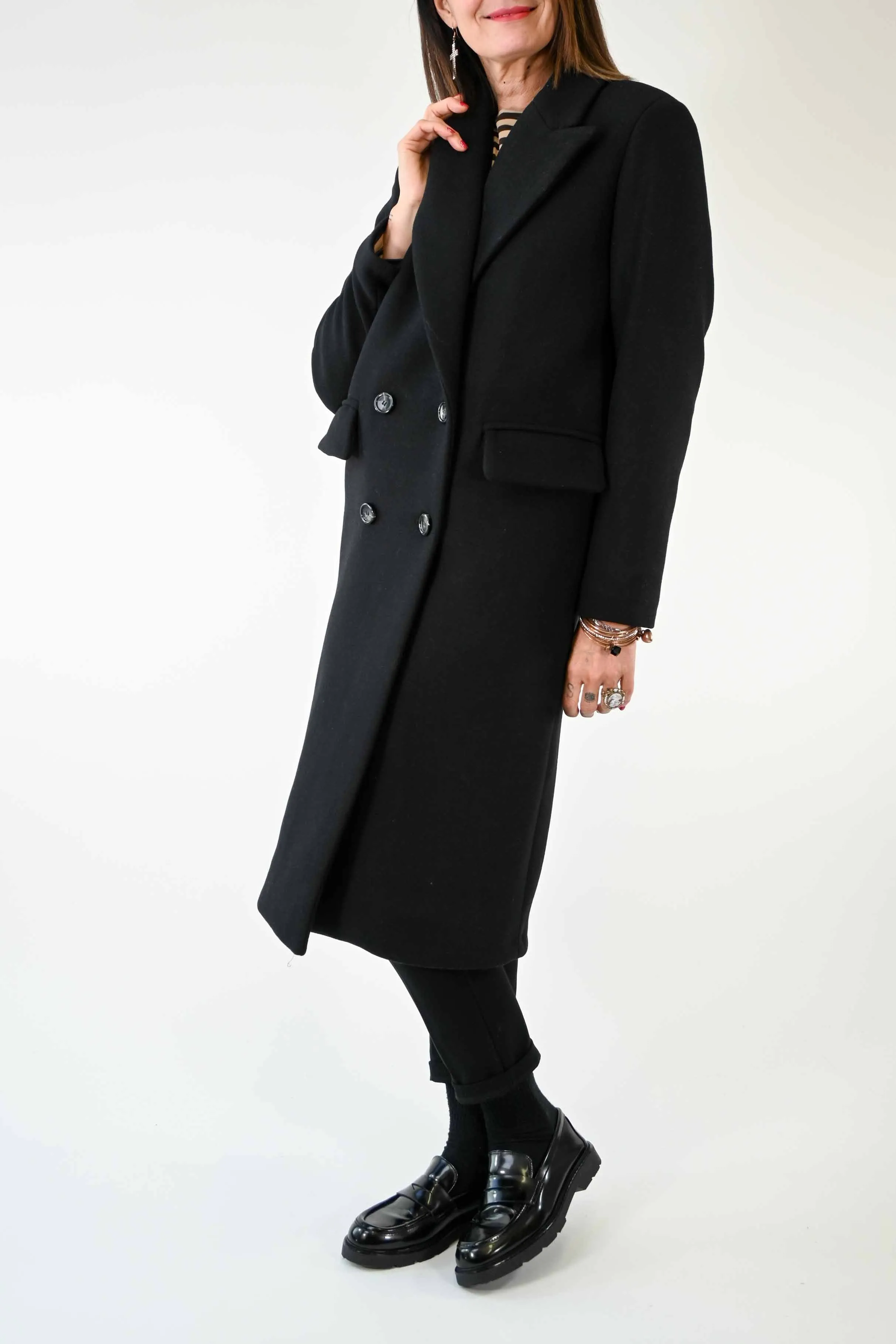 CAPPOTTO DOPPIOPETTO OVER IN LANA COLOR NERO