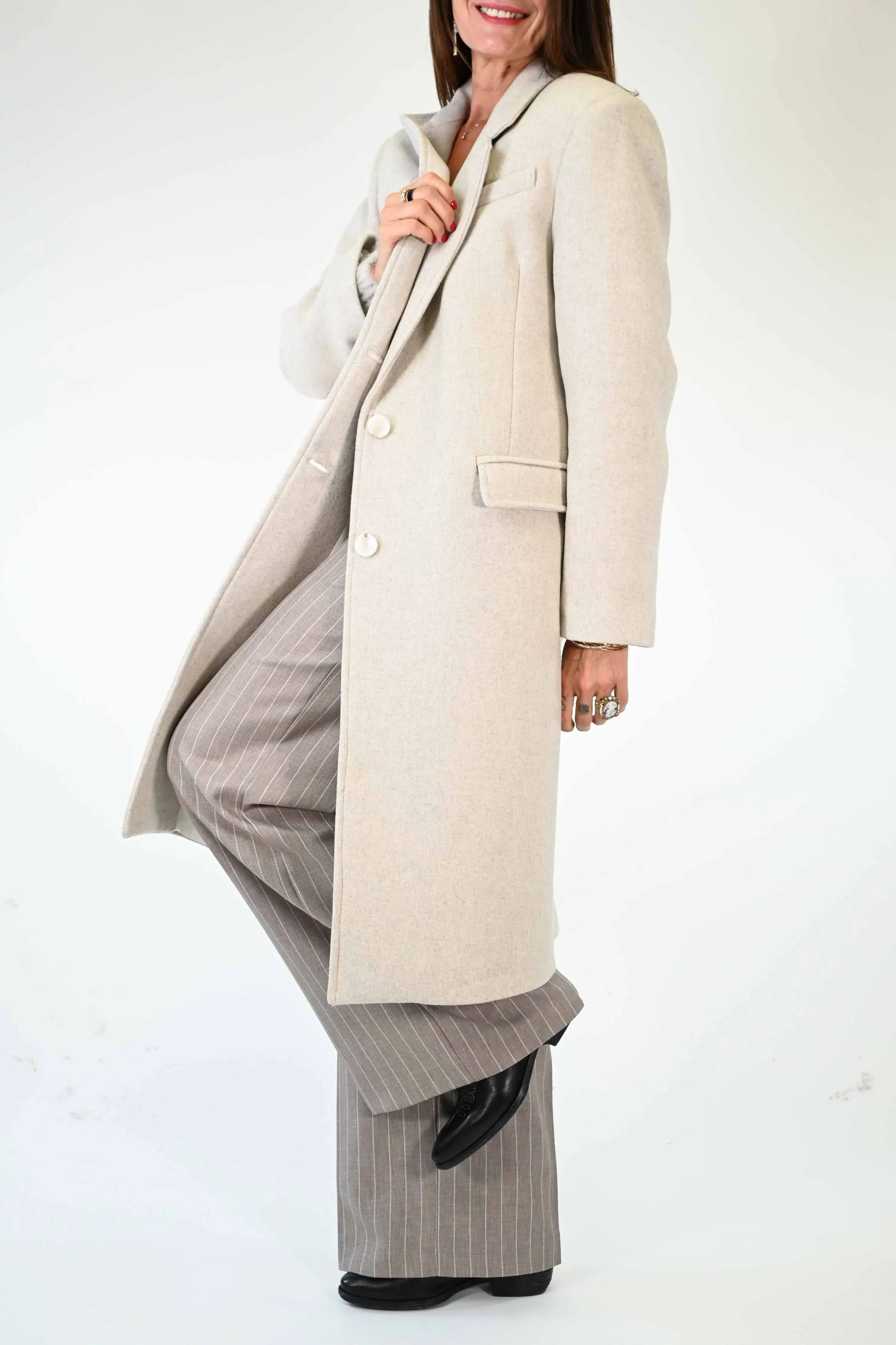 CAPPOTTO DUE BOTTONI OVER IN LANA COLOR BEIGE
