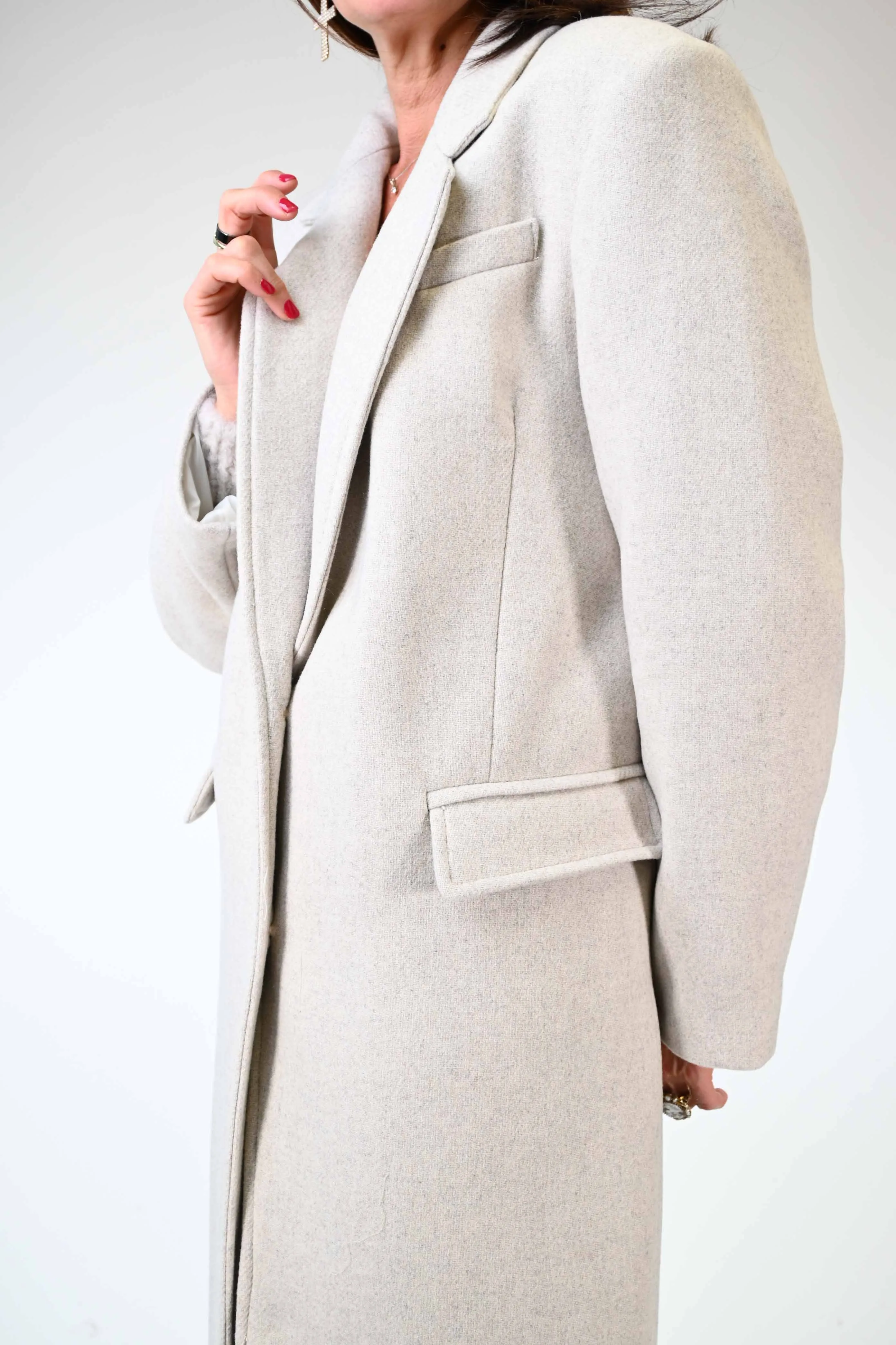 CAPPOTTO DUE BOTTONI OVER IN LANA COLOR BEIGE