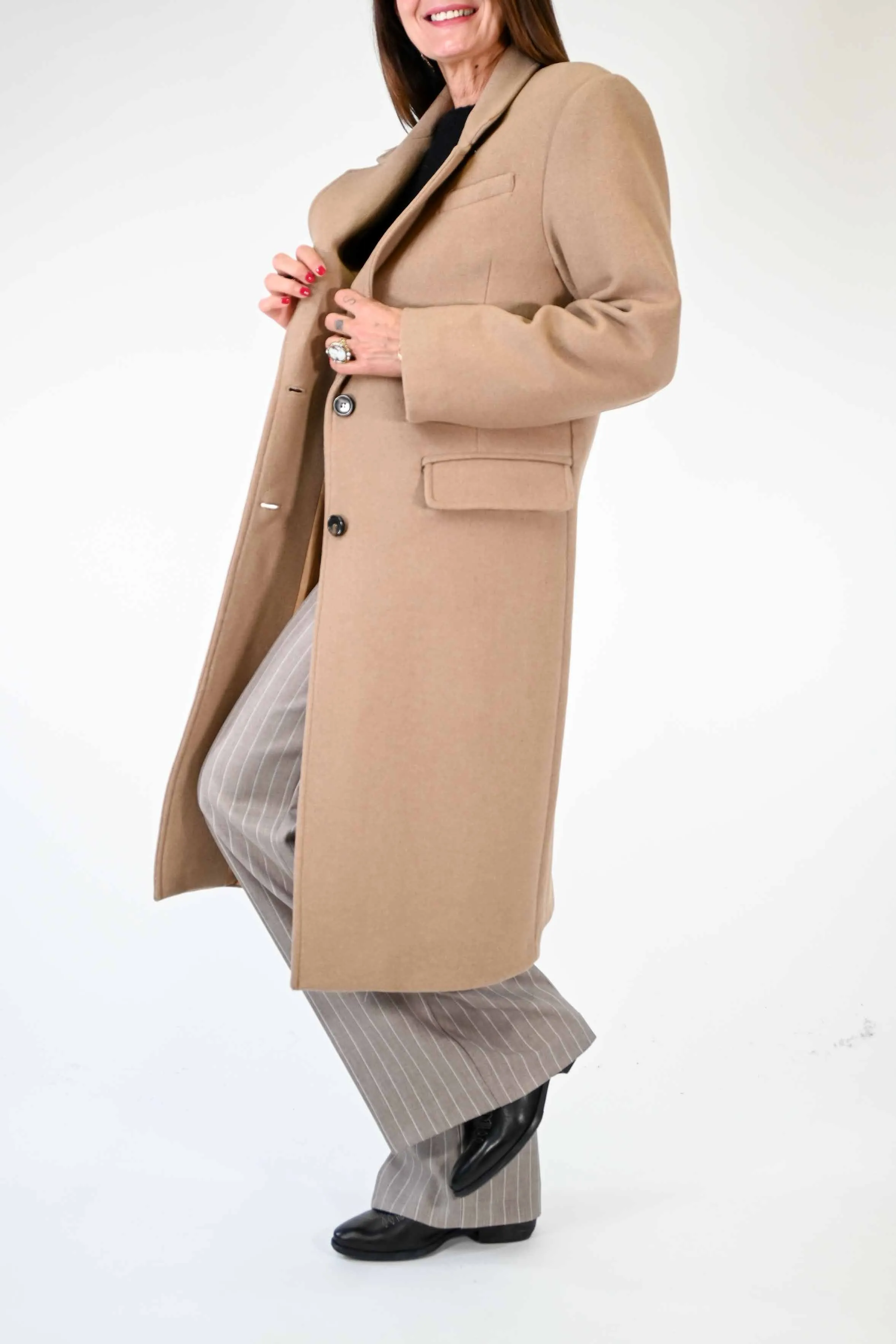 CAPPOTTO DUE BOTTONI OVER IN LANA COLOR CAMMELLO