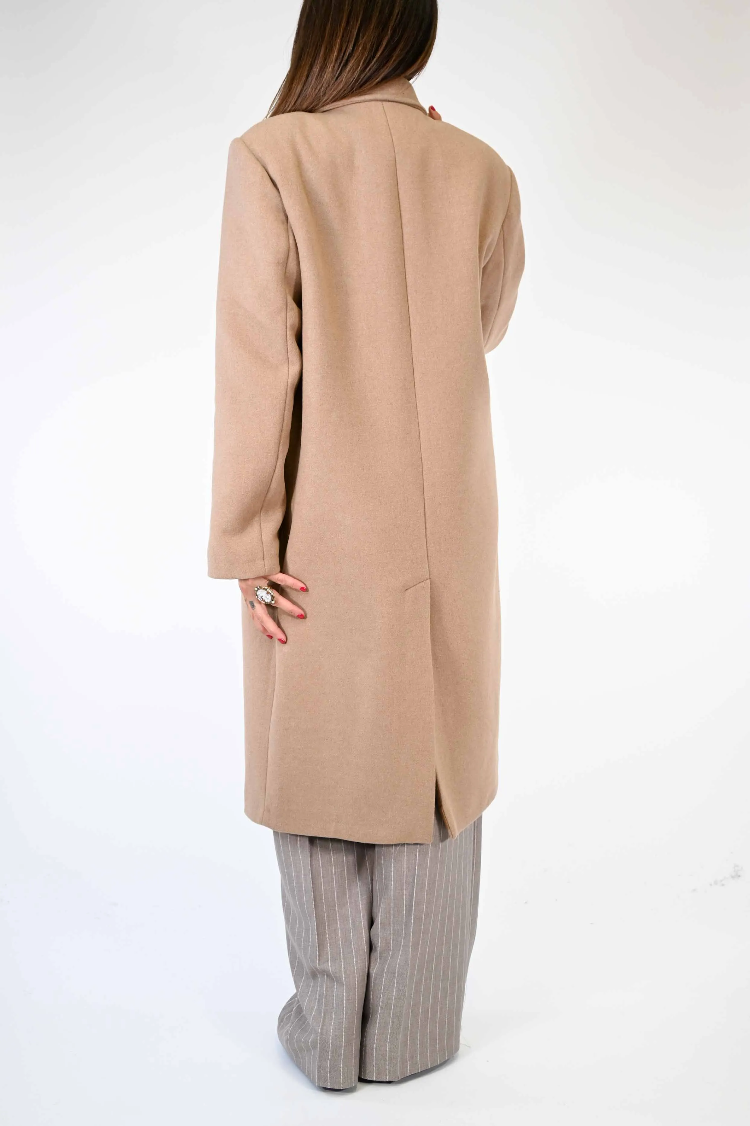 CAPPOTTO DUE BOTTONI OVER IN LANA COLOR CAMMELLO