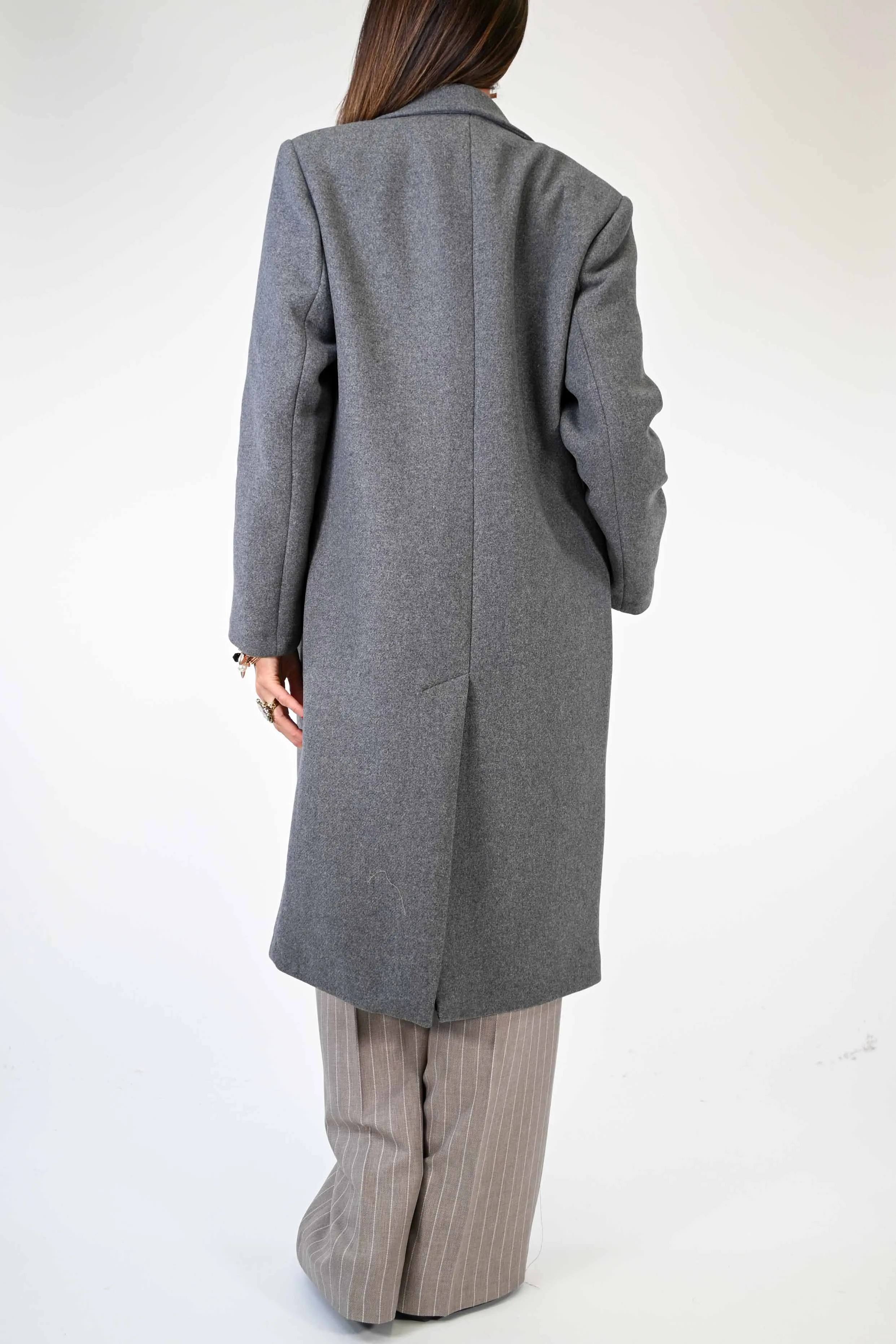 CAPPOTTO DUE BOTTONI OVER IN LANA COLOR GRIGIO