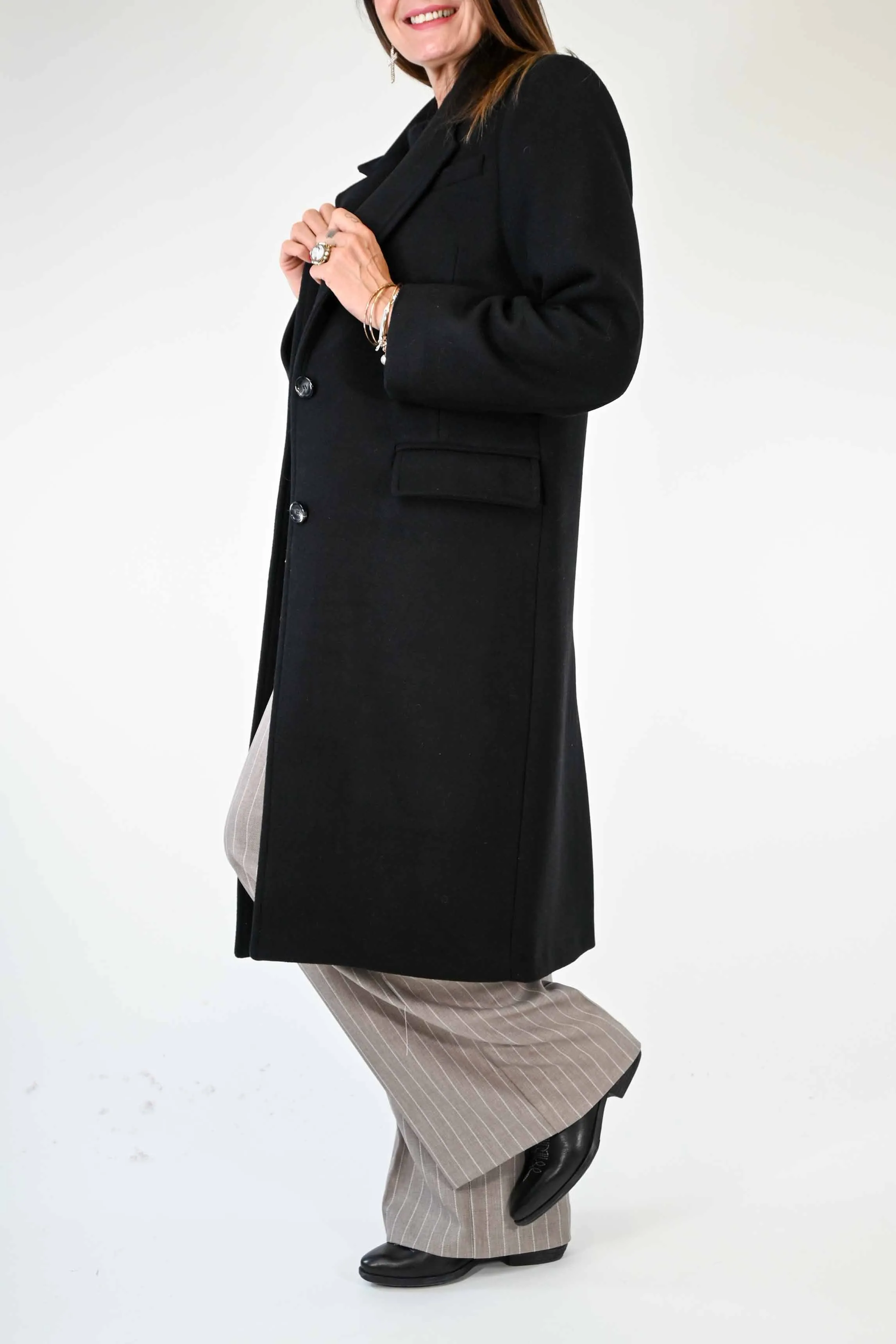 CAPPOTTO DUE BOTTONI OVER IN LANA COLOR NERO