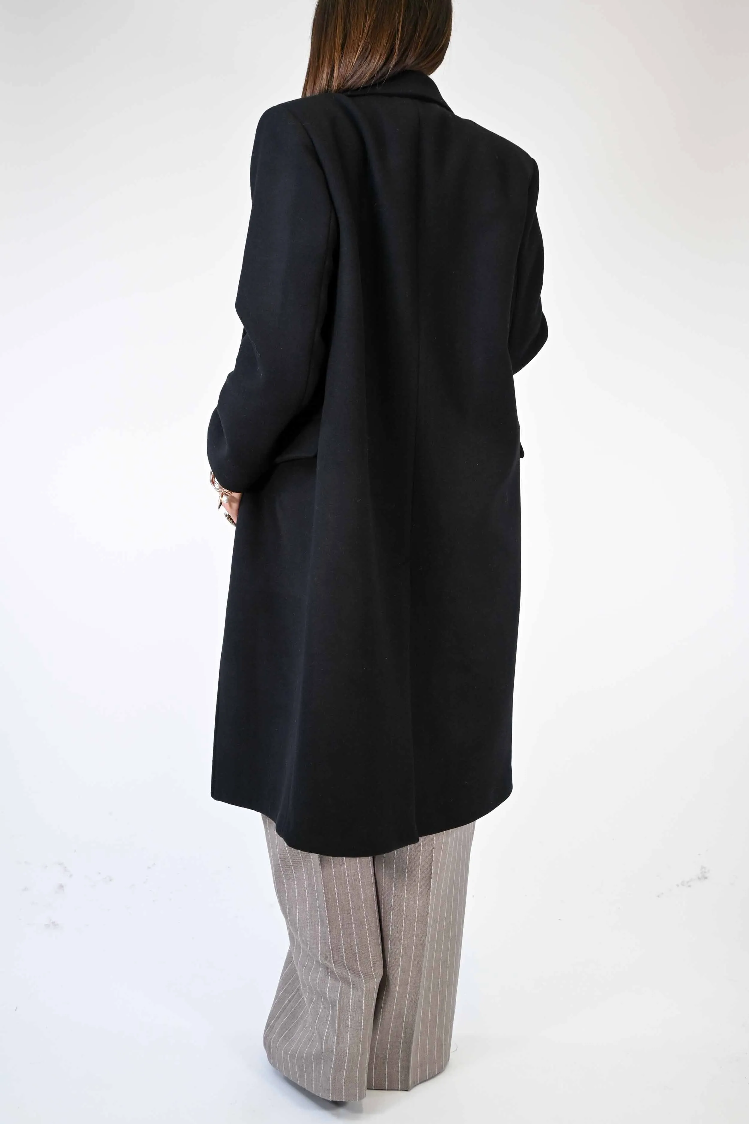 CAPPOTTO DUE BOTTONI OVER IN LANA COLOR NERO