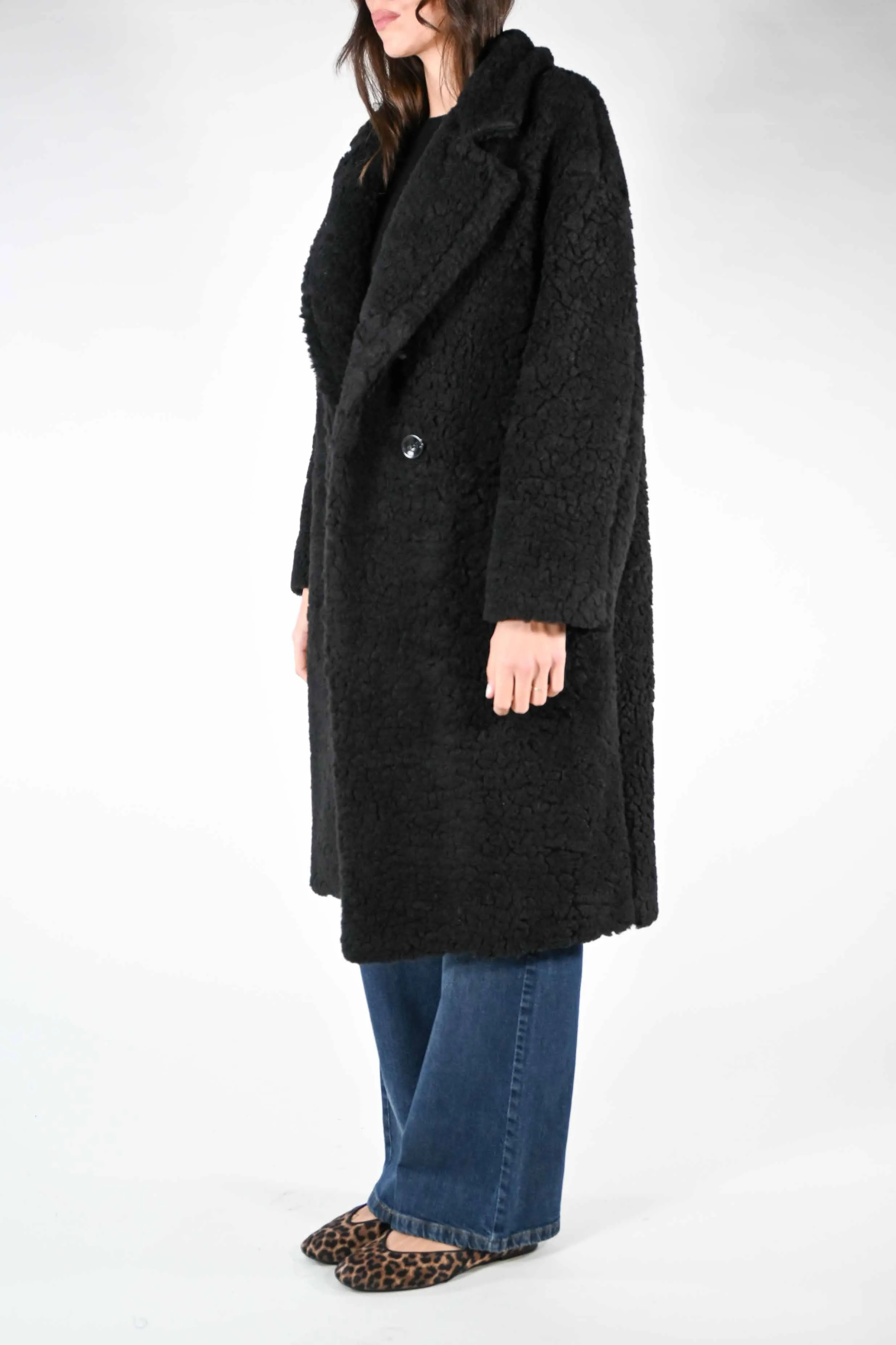 CAPPOTTO ORSETTO MISTO LANA DOPPIOPETTO NERO