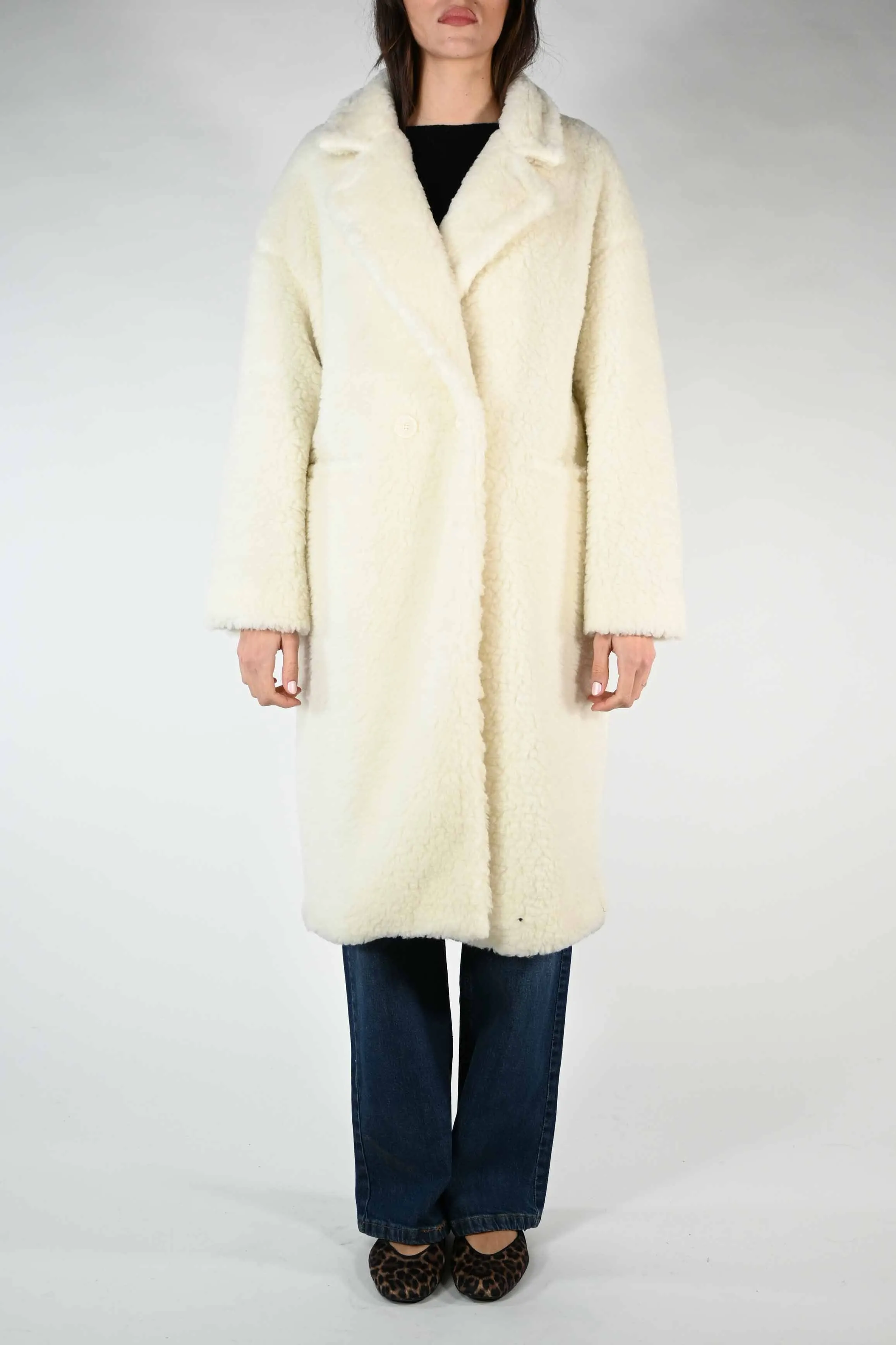 CAPPOTTO ORSETTO MISTO LANA DOPPIOPETTO PANNA