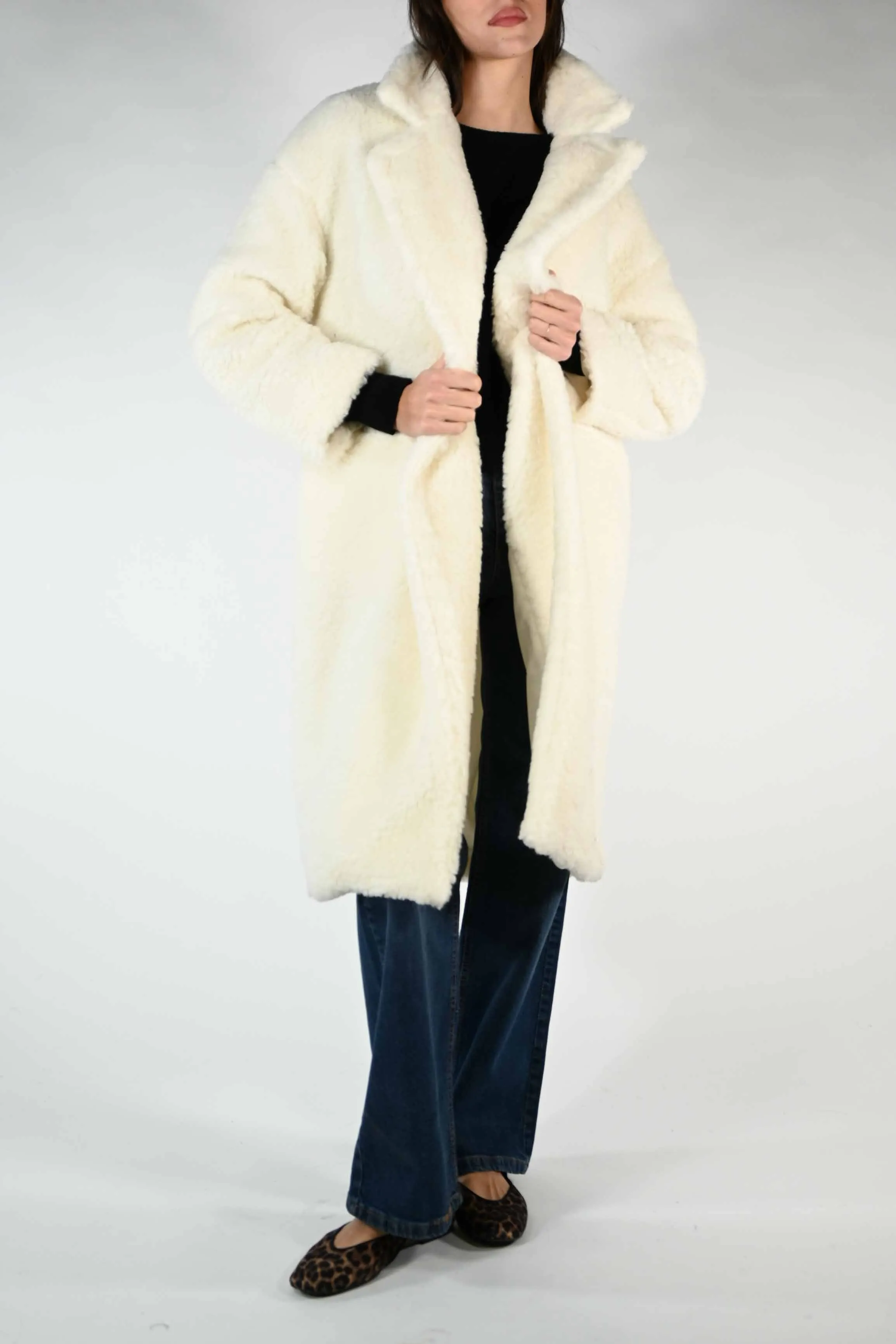 CAPPOTTO ORSETTO MISTO LANA DOPPIOPETTO PANNA