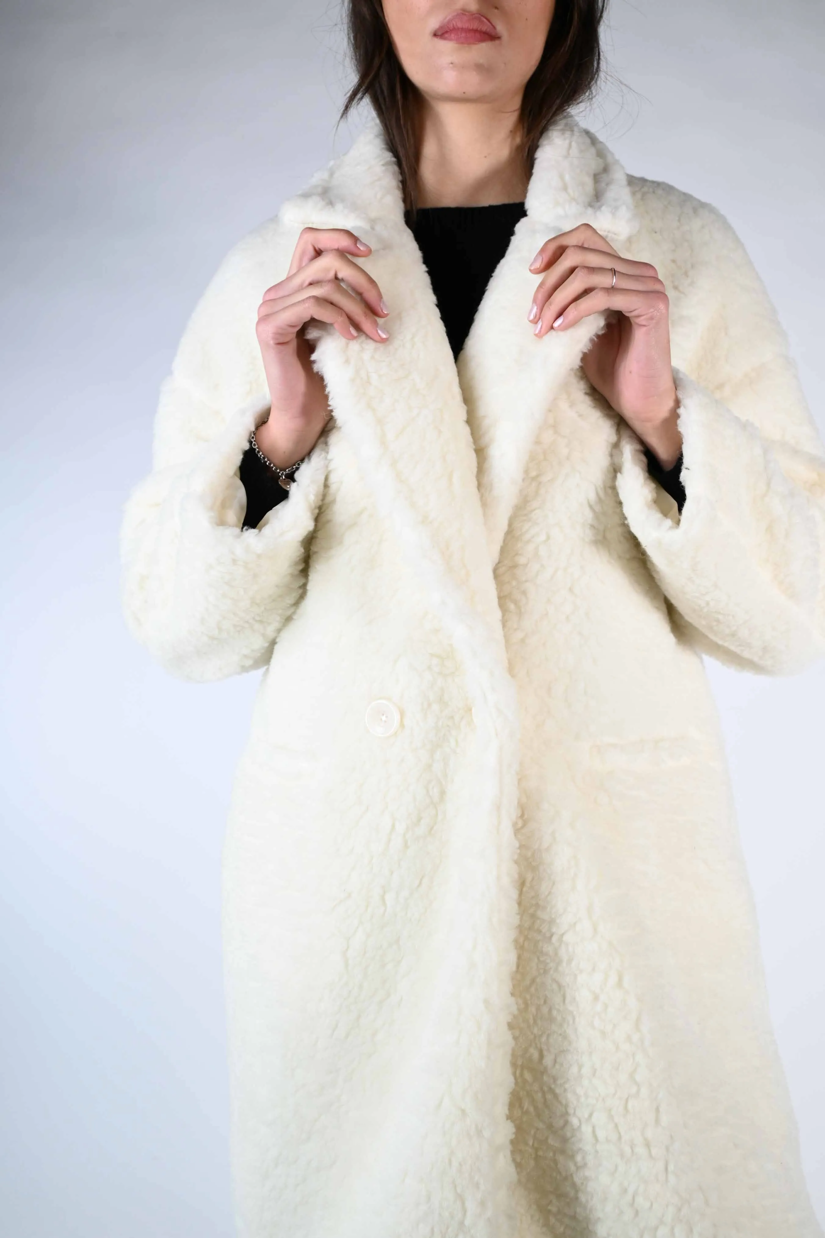 CAPPOTTO ORSETTO MISTO LANA DOPPIOPETTO PANNA