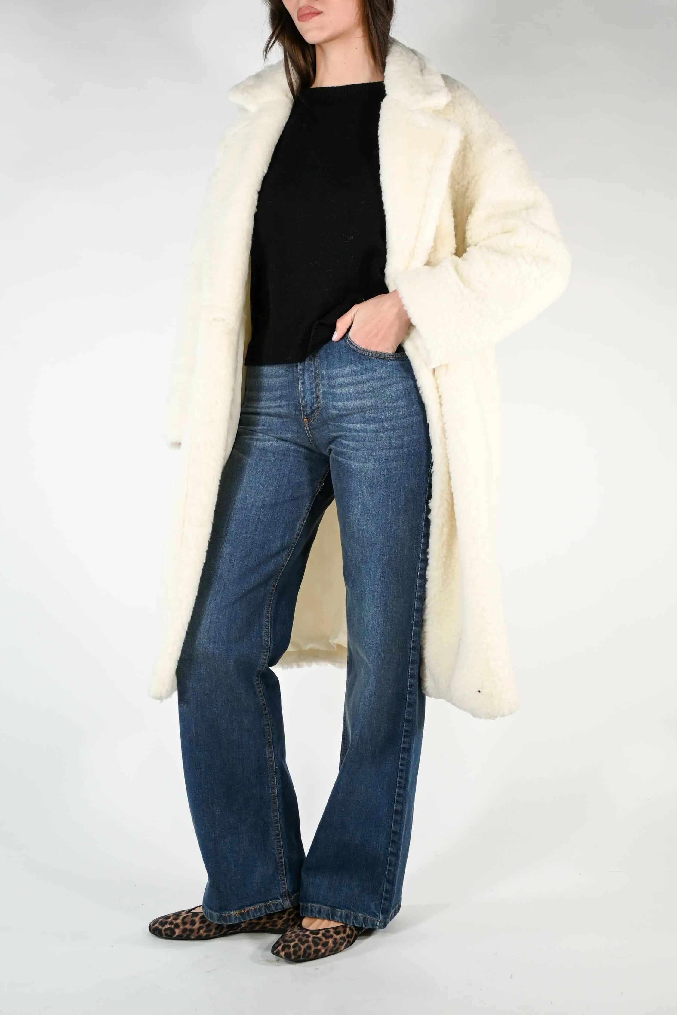 CAPPOTTO ORSETTO MISTO LANA DOPPIOPETTO PANNA