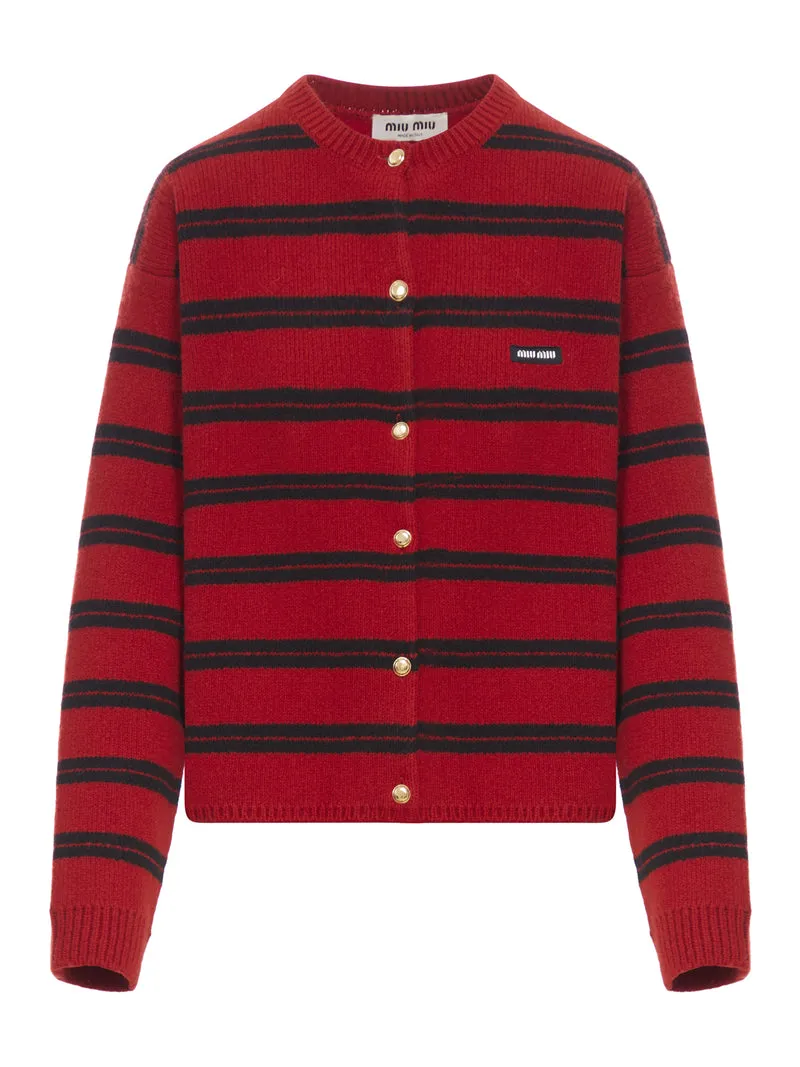 cardigan in lana a righe