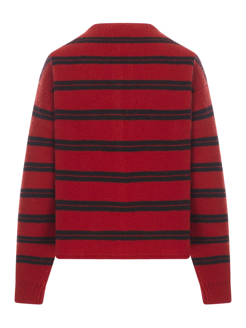 cardigan in lana a righe