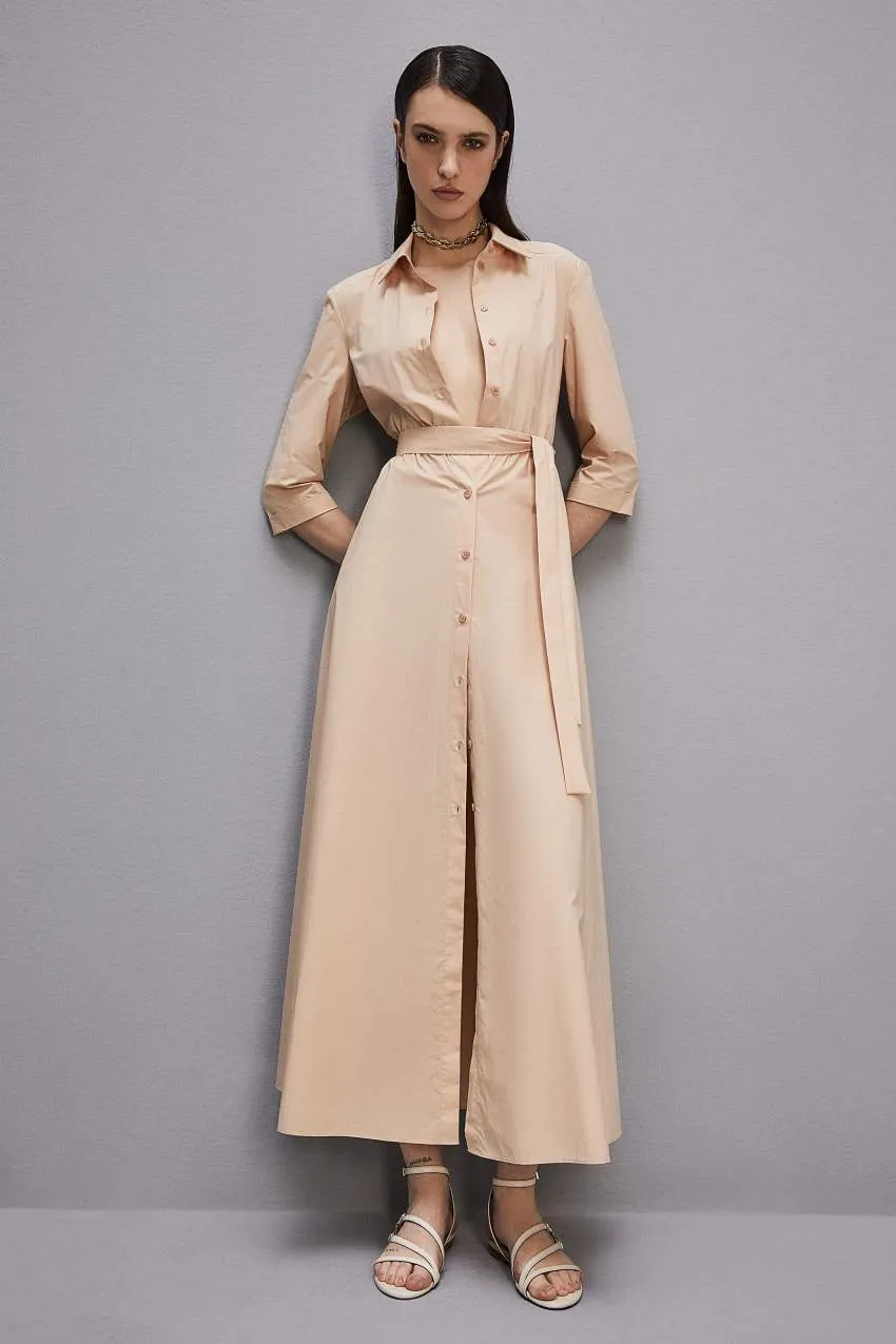 Chemisier-Kleid aus Baumwolle mit Dreiviertel-Ärmeln