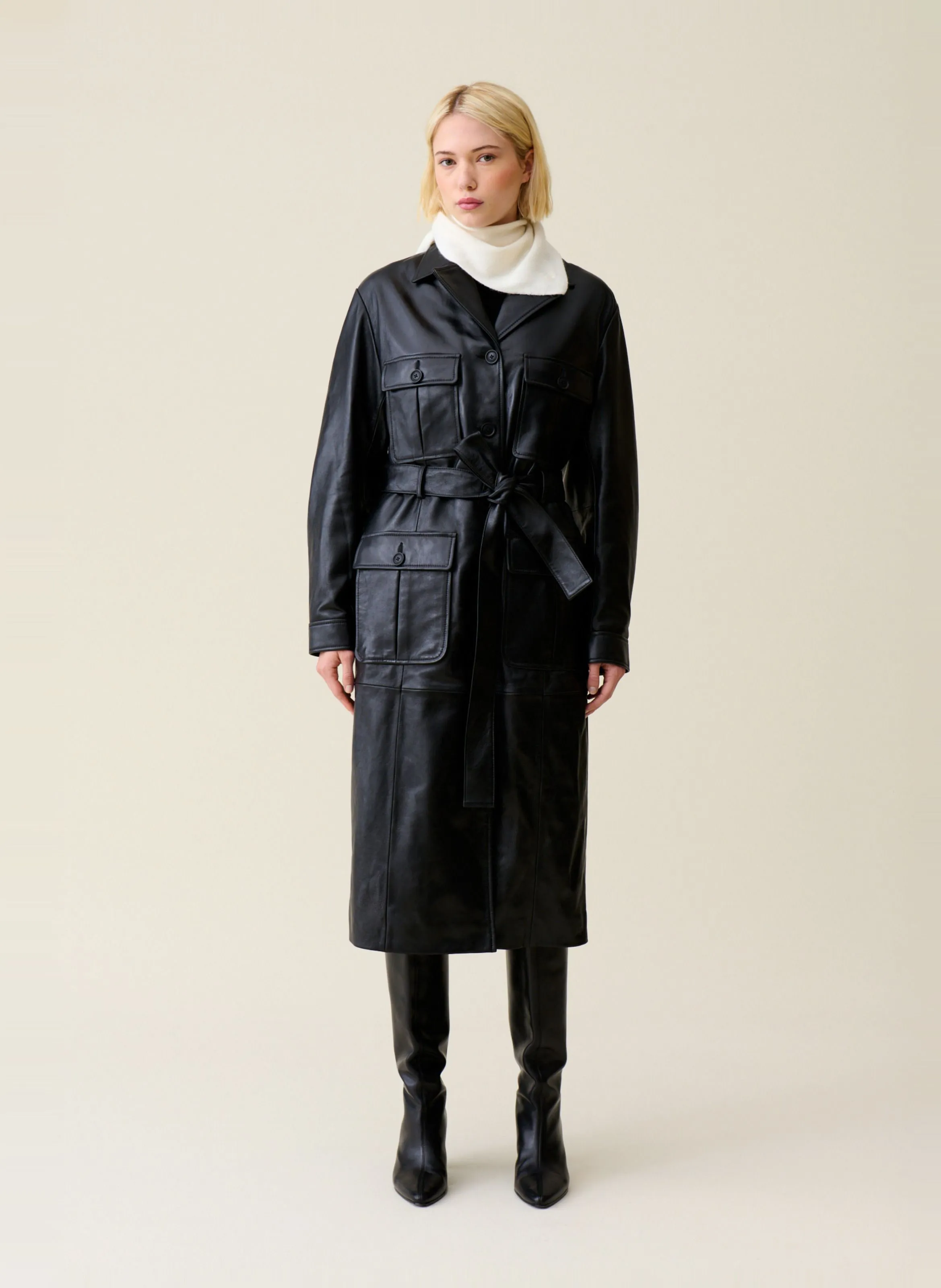  CLAUDIE PIERLOT   Cappotto dritto in pelle | Nero