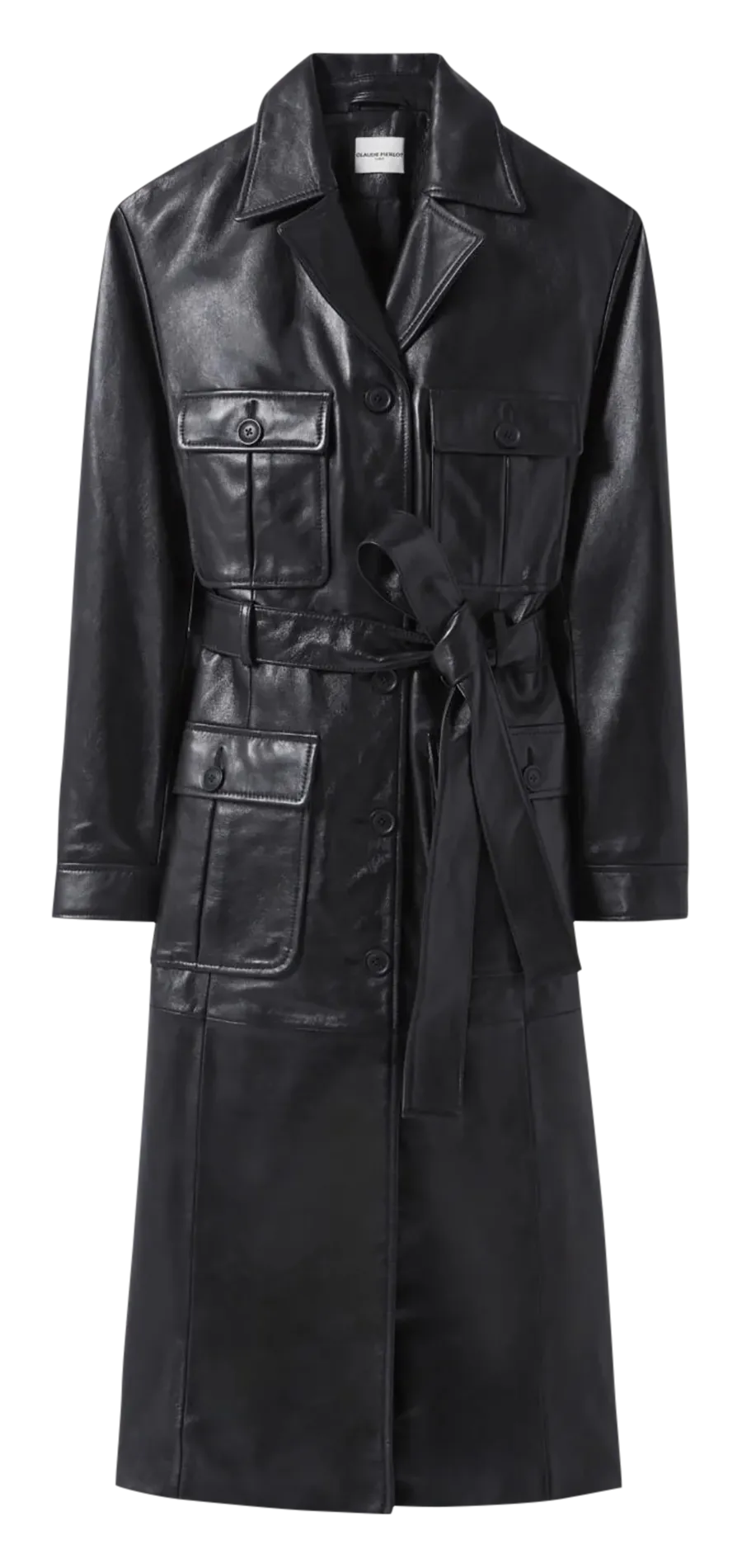  CLAUDIE PIERLOT   Cappotto dritto in pelle | Nero