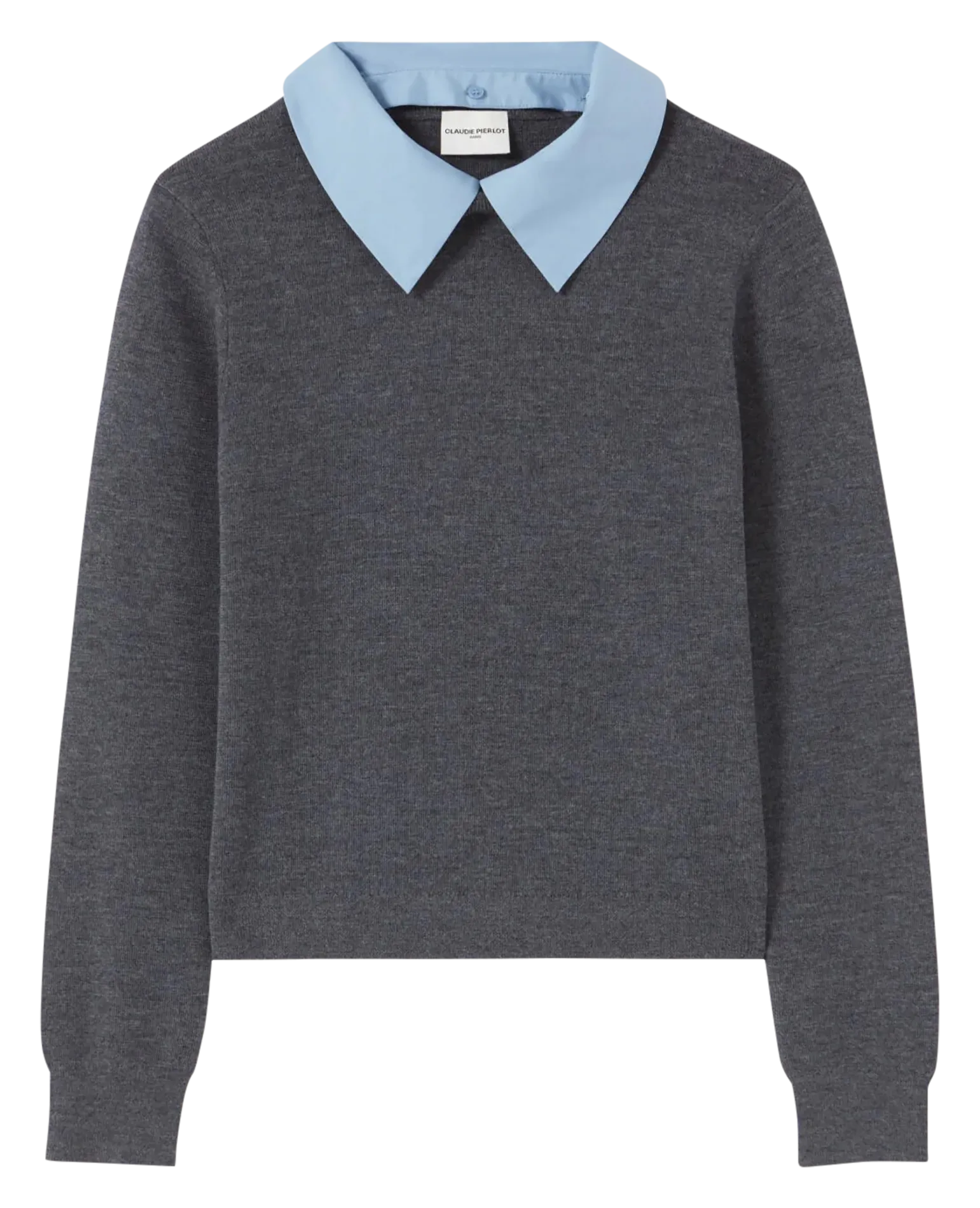 CLAUDIE PIERLOT   Maglione diritto con collo removibile in lana | Grigio