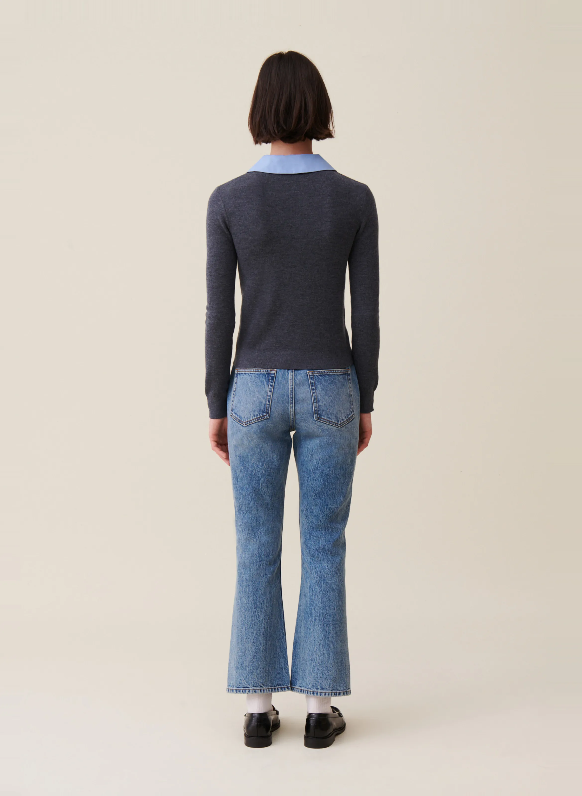  CLAUDIE PIERLOT   Maglione diritto con collo removibile in lana | Grigio