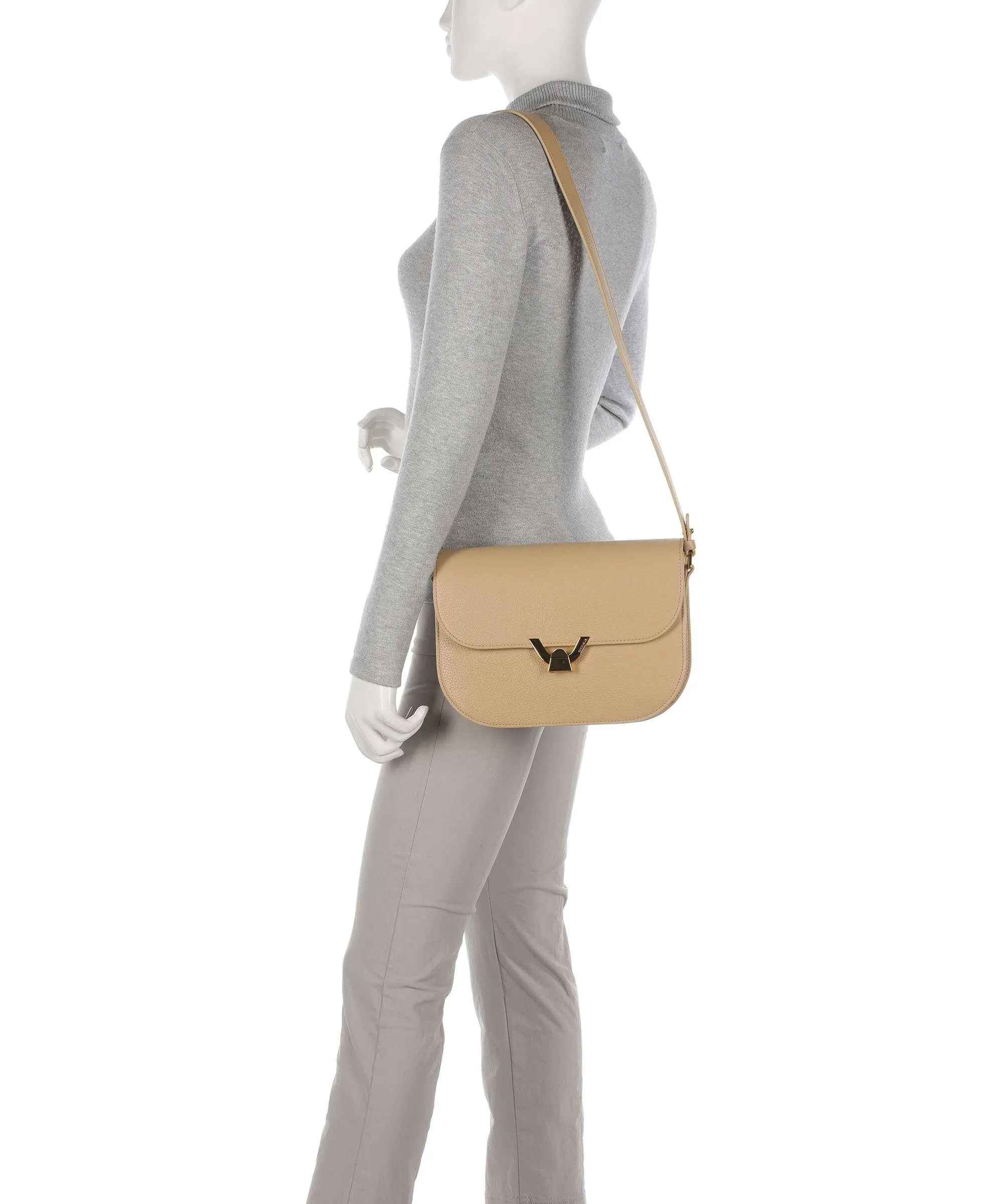  Coccinelle Dew Borsa a tracolla pelle granulata beige  