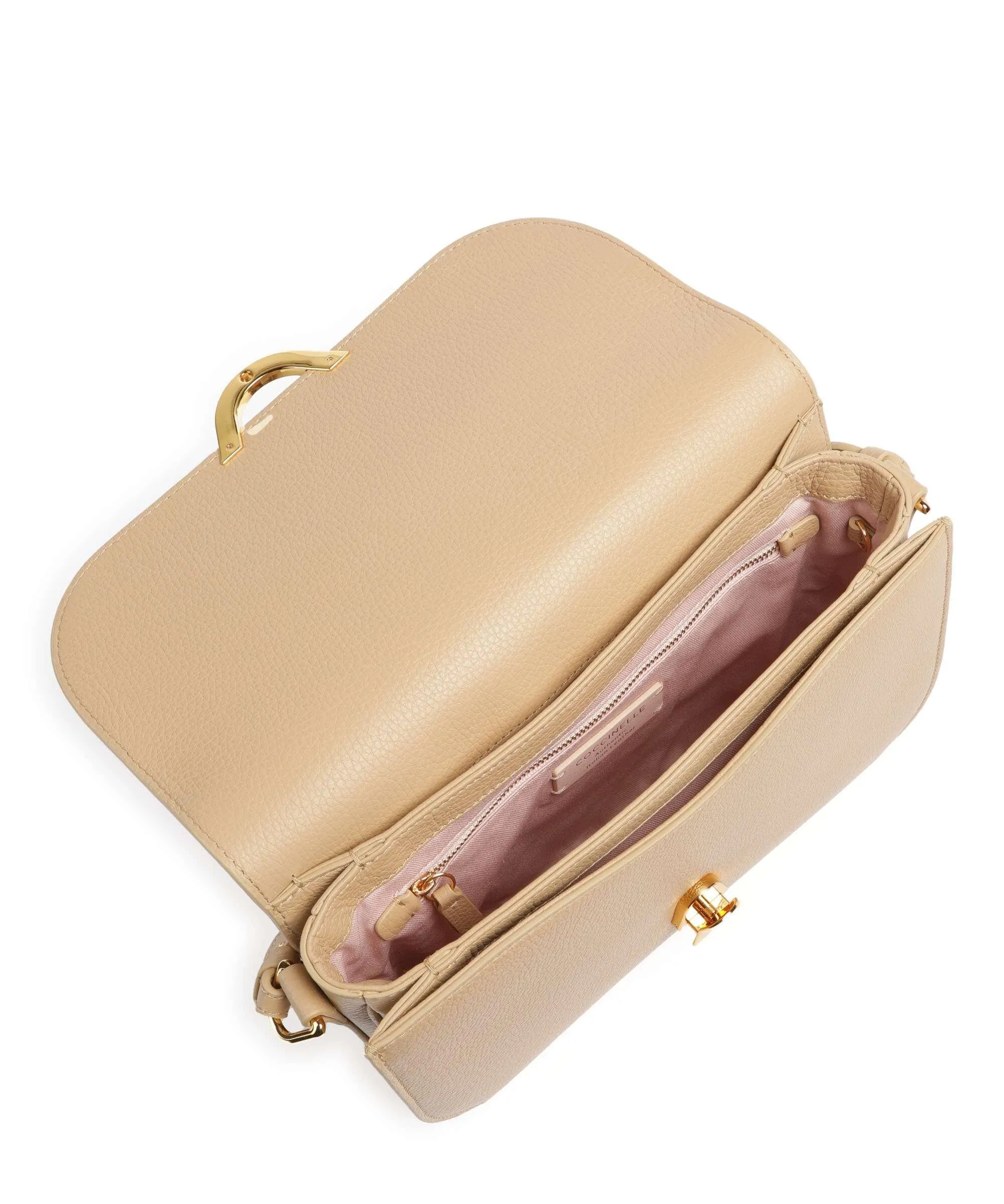  Coccinelle Dew Borsa a tracolla pelle granulata beige  