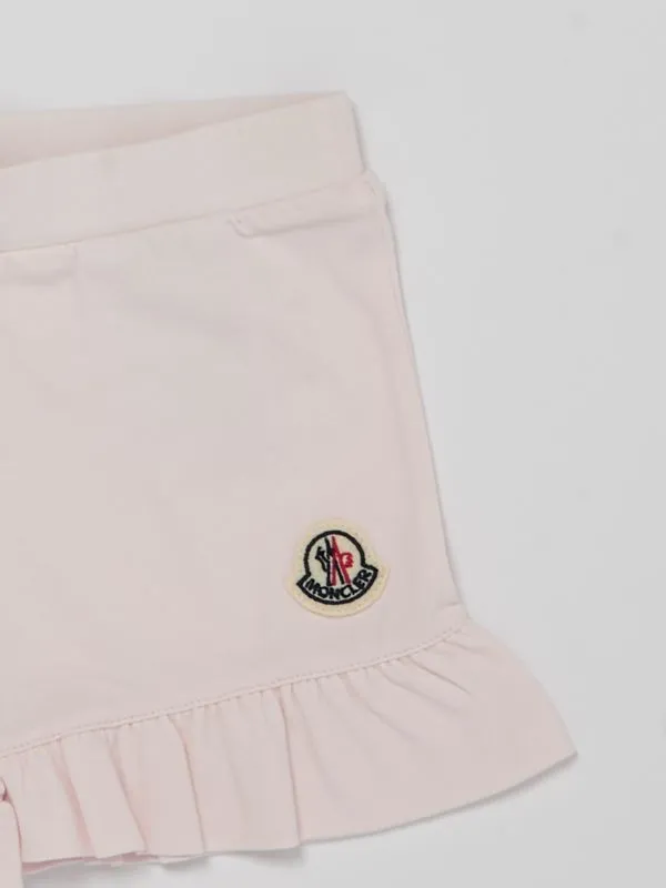 Completo neonata Moncler in misto cotone con logo Rosa