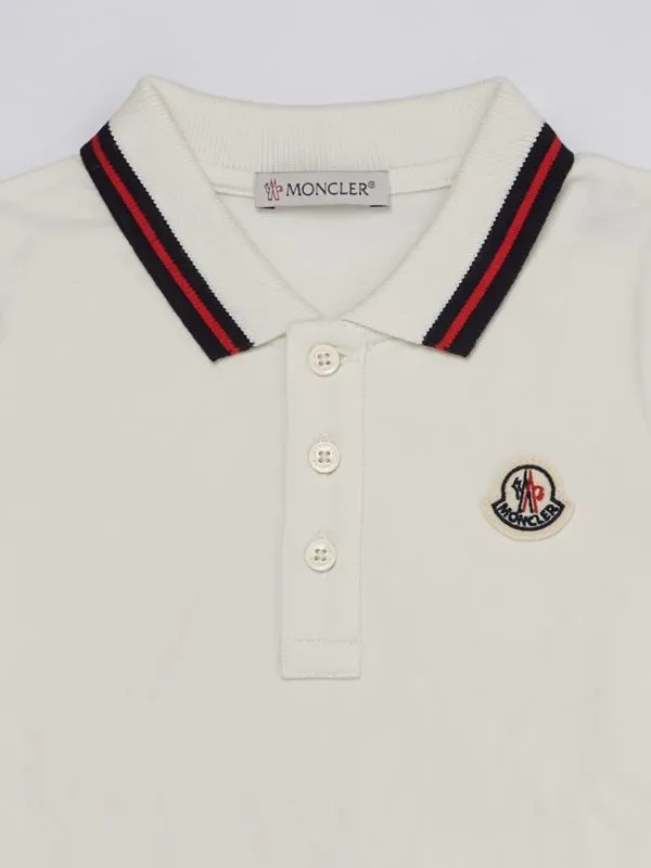 Completo neonato Moncler in cotone stretch Bianco-Blu