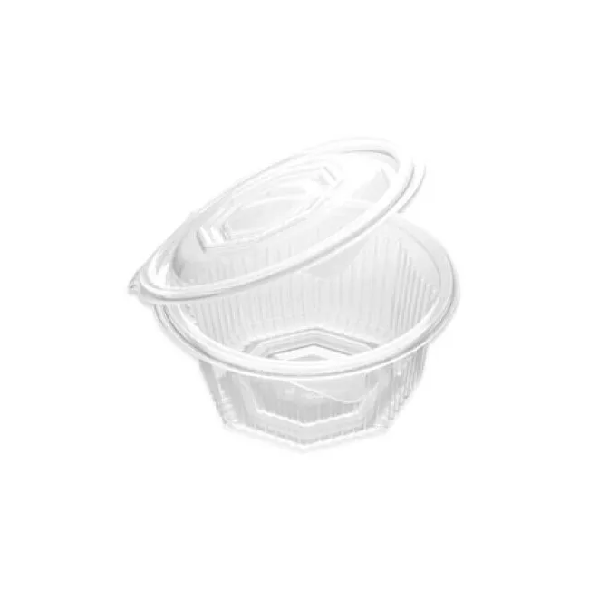 Contenitore trasparente da 0,5 L con coperchio a cerniera rotondo - 3 pz.