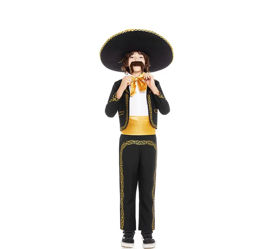 Costume Mariachi Charro nero e oro per bambino