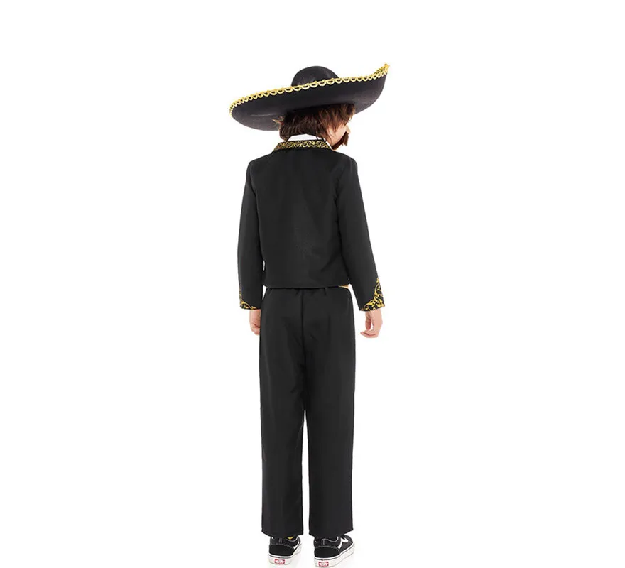 Costume Mariachi Charro nero e oro per bambino