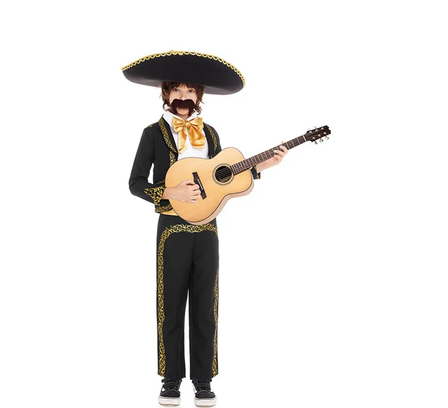 Costume Mariachi Charro nero e oro per bambino